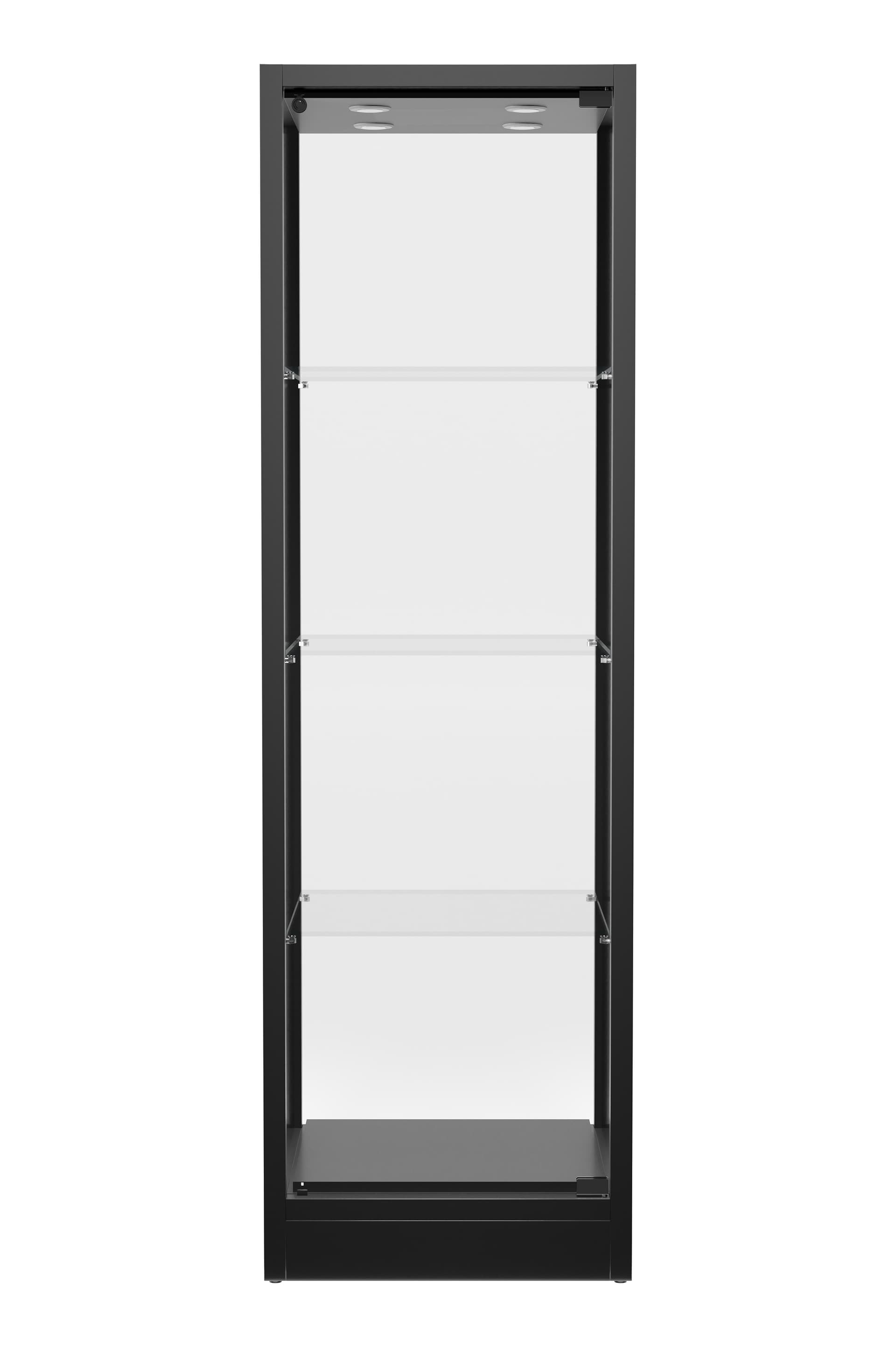 Glass tower display case with durable construction
