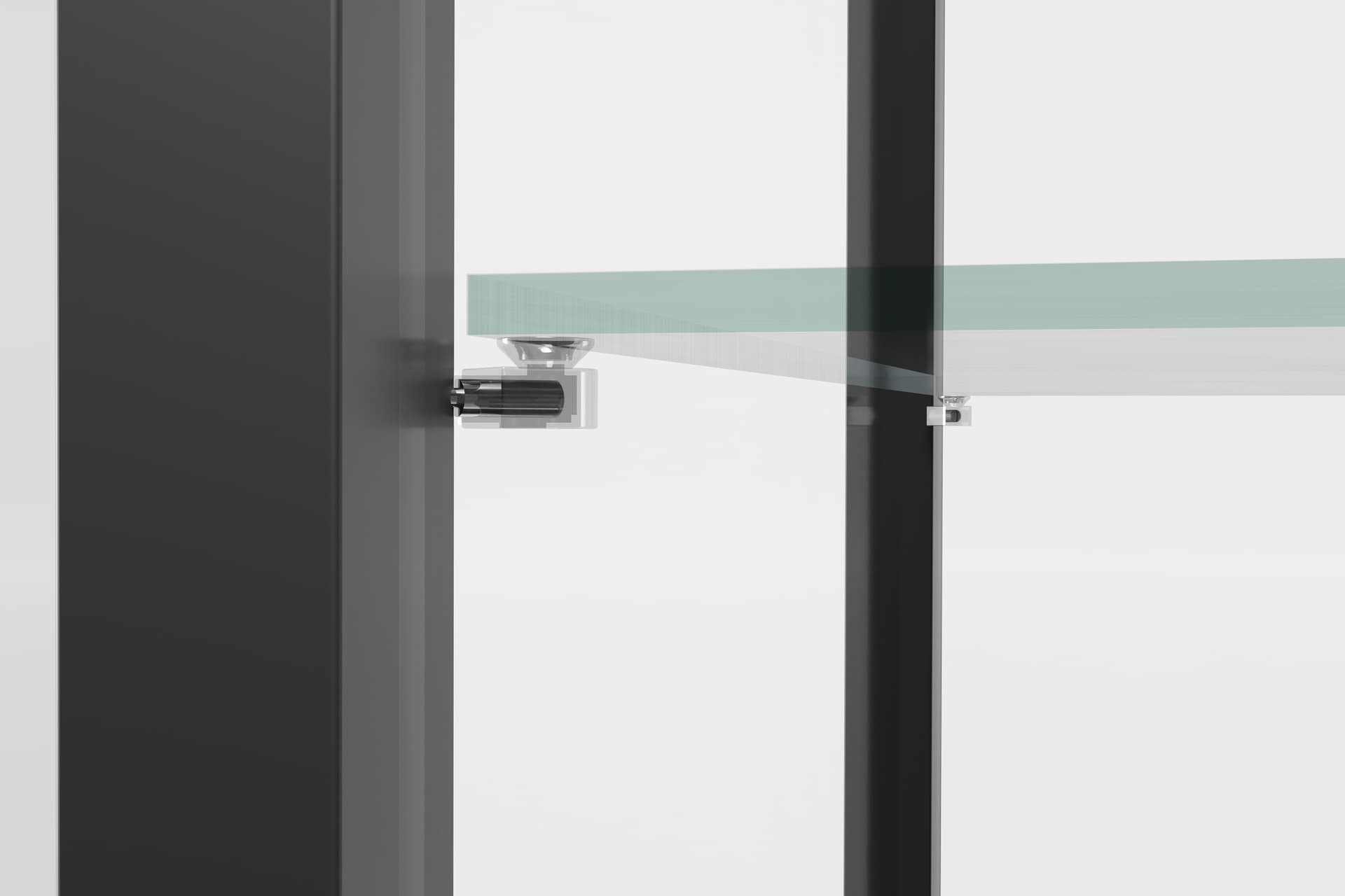 Glass tower display case with adjustable shelves