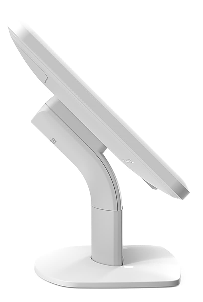 Desktop iPad holder showcasing the smooth and graceful side profile of this unit