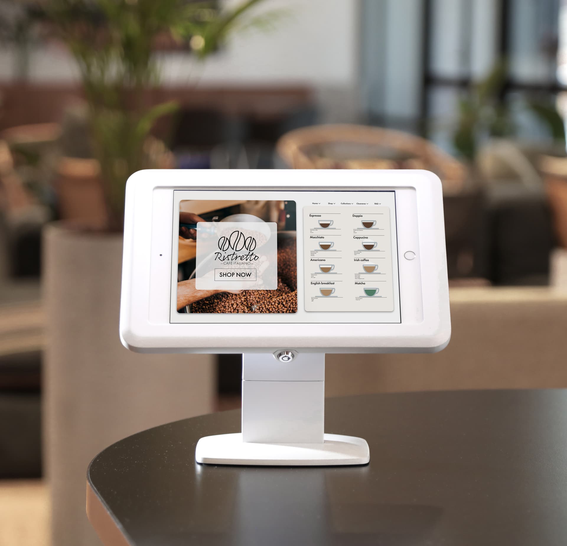 Desktop iPad holder with modern and ergonomic design