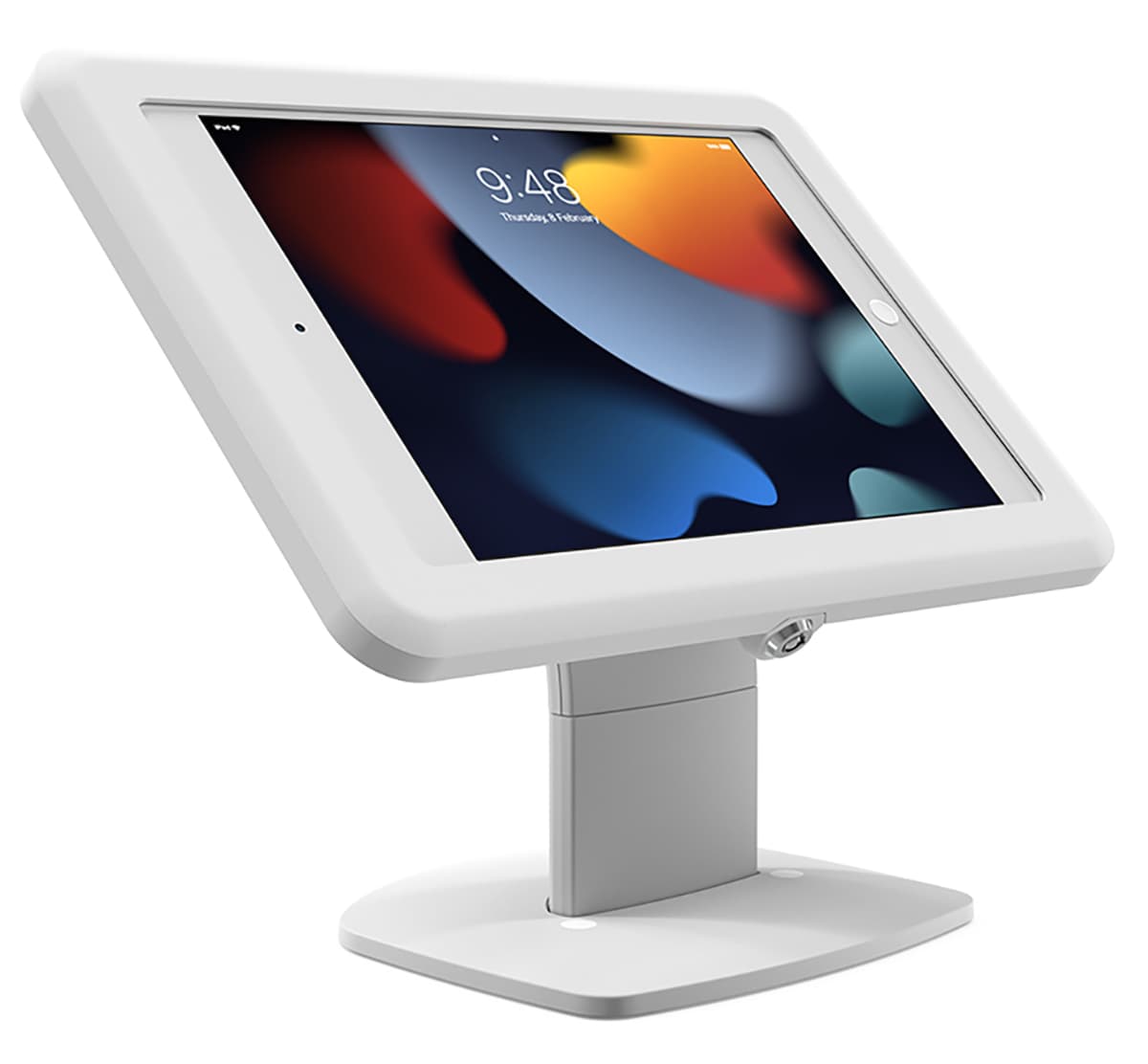 Desktop iPad holder with white colorway
