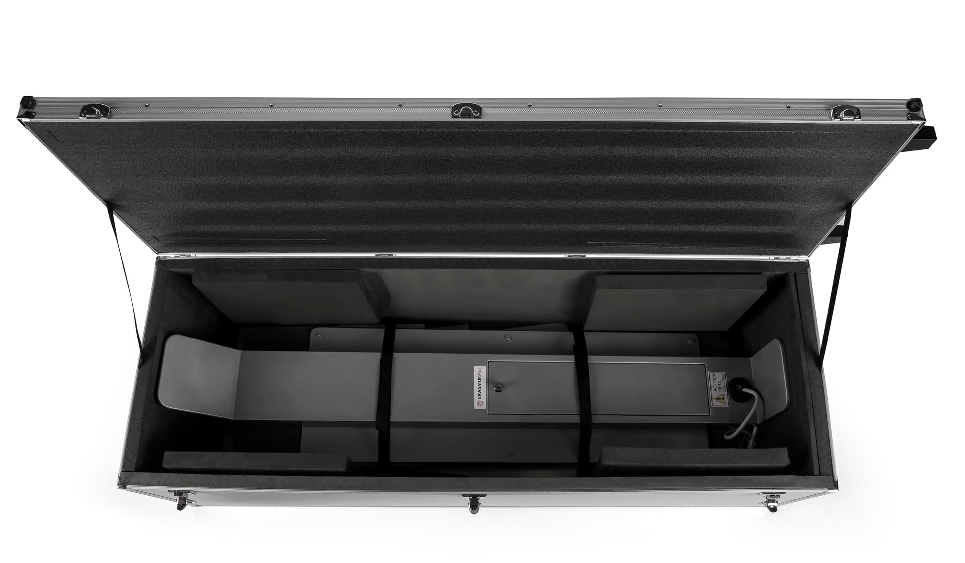 iPad kiosk travel case with interior hook and loop straps