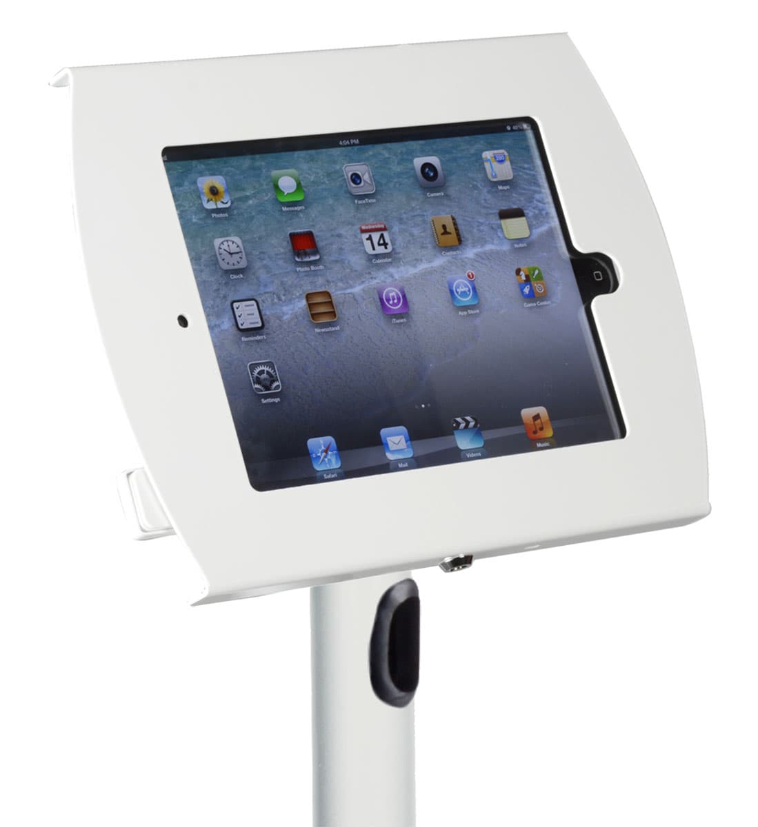 White iPad Floor Stand with Tilting Bracket
