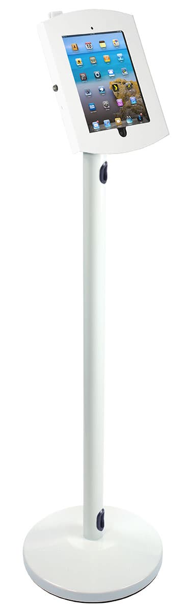 White iPad Floor Stand with Exposed Home Button