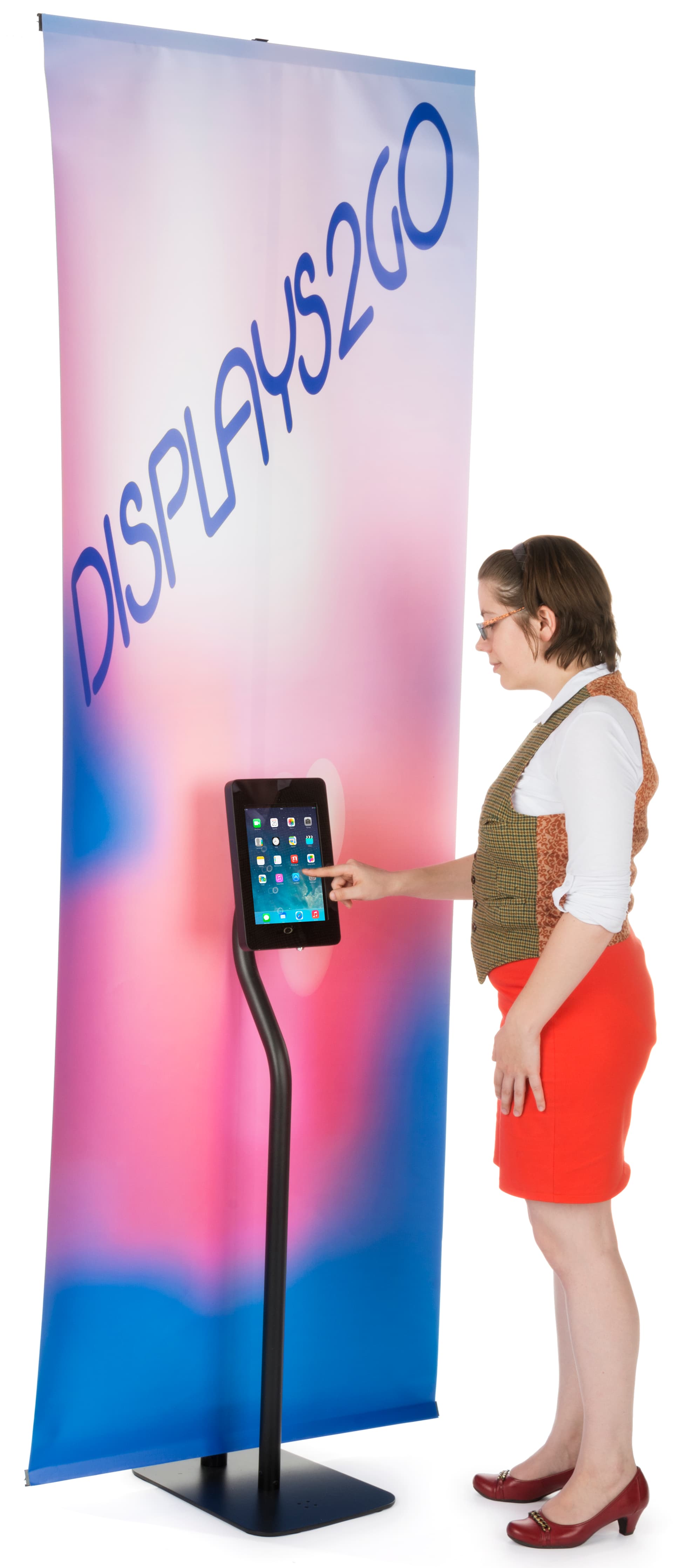 Tall iPad Stand with Banner Hanger