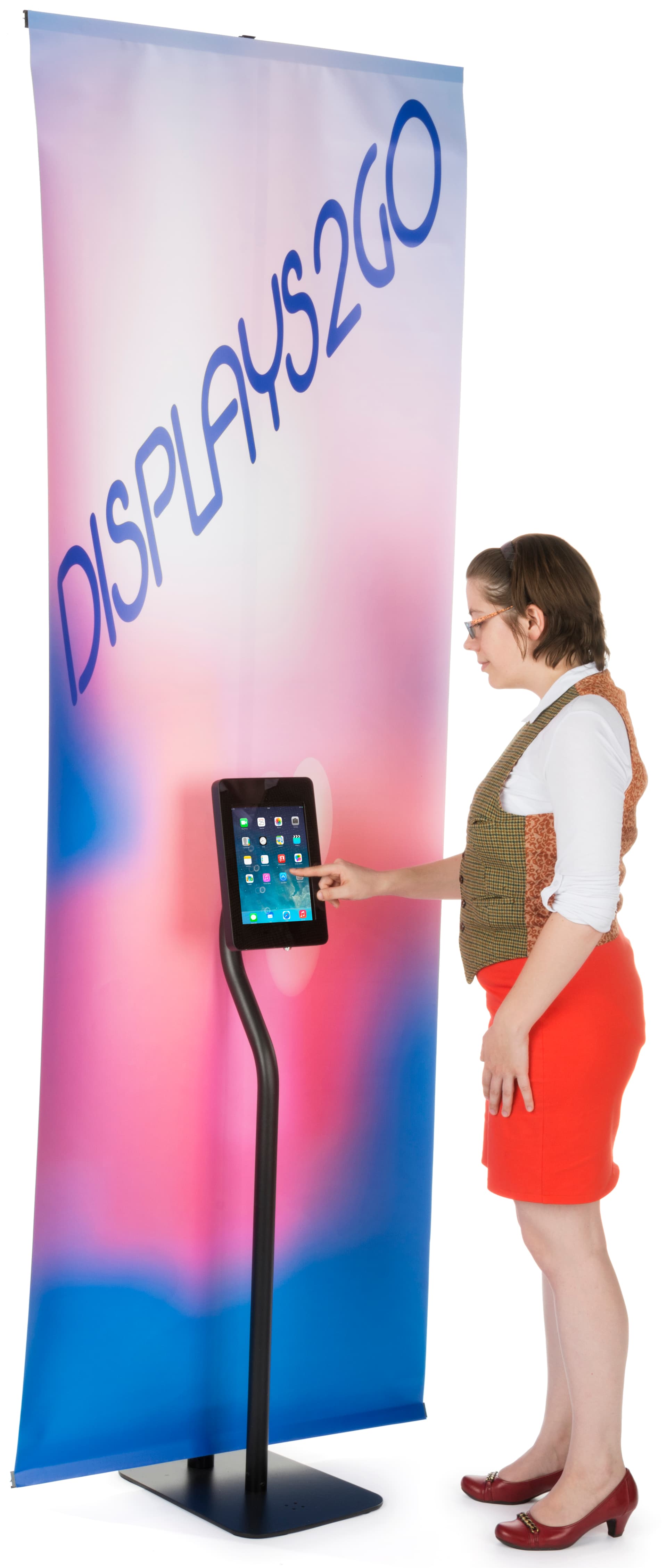 Tall iPad Stand with Custom Banner