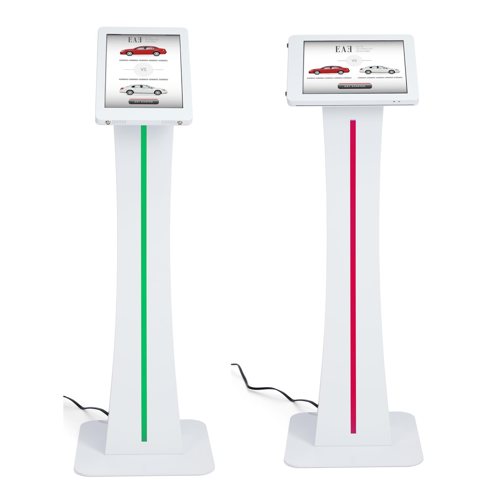 Edge-lit iPad kiosk with portrait and landscape orientation 