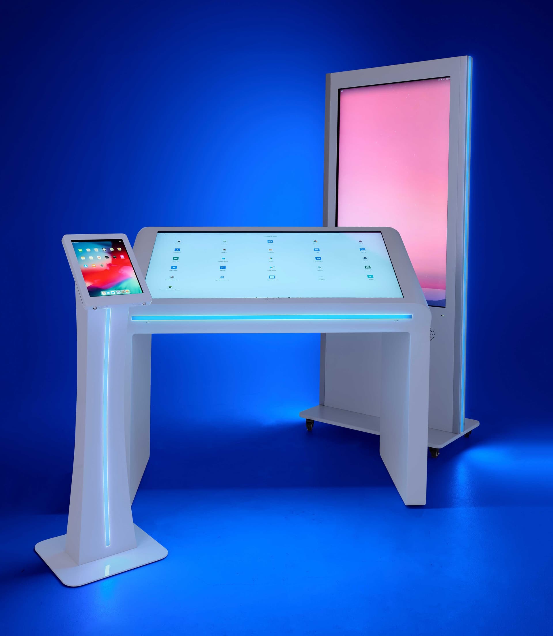 Edge lit iPad kiosk with three sizes