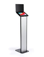 Black and silver brandable tablet kiosk for multiple 9.7" tablet devices 