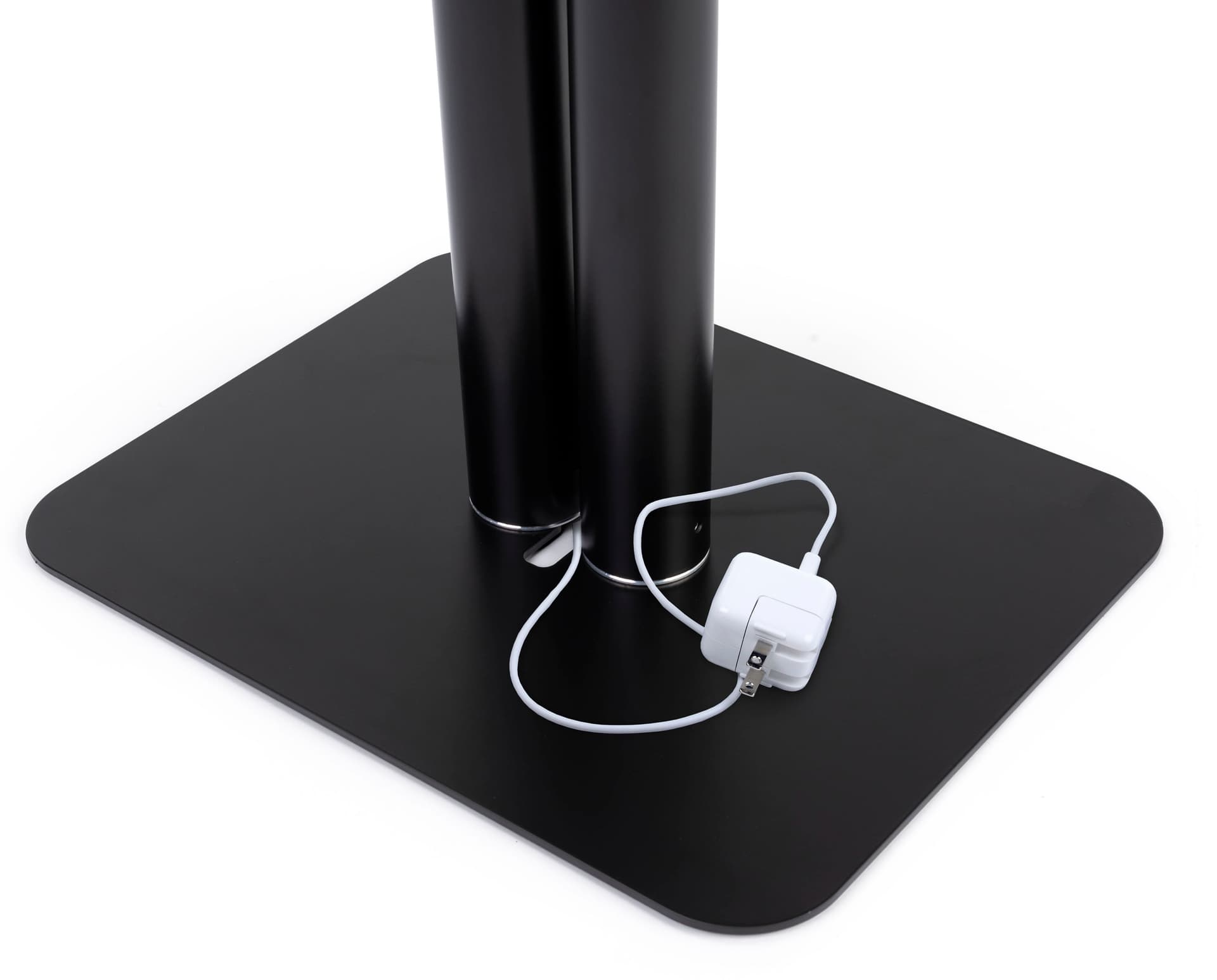 Convertible printed double tablet kiosk with portable aluminum base