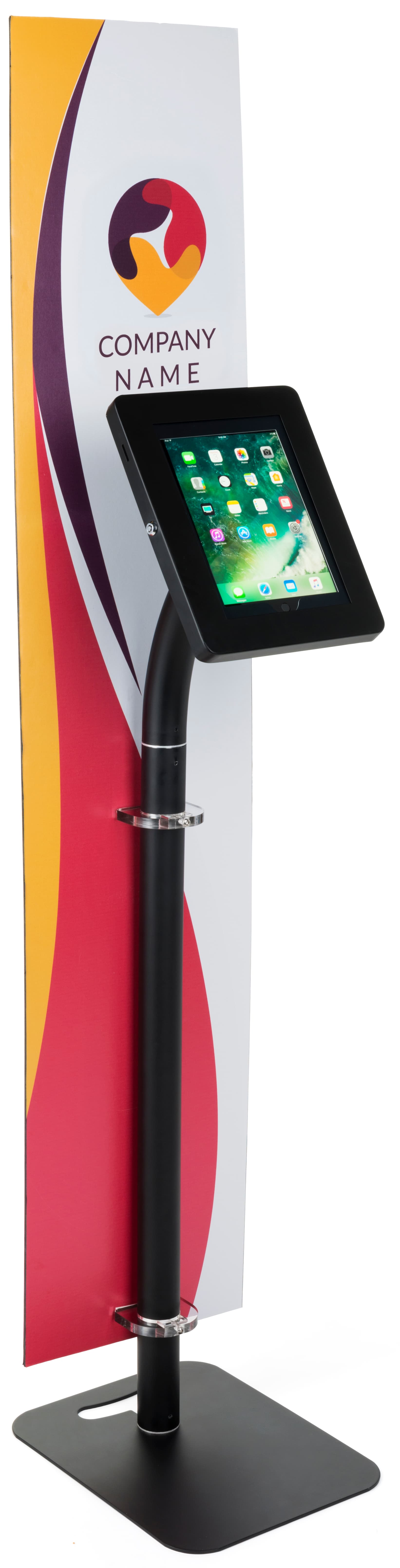 Custom Branded Tablet Security Kiosk with 12" x 60" Custom Graphic