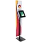 iPad Tablet Floor Stand with Custom Banner, Locking & Rotating Enclosure - Black