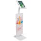 iPad Tablet Floor Stand with Custom Banner, Locking & Rotating Enclosure - White