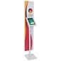 iPad Tablet Floor Stand with Custom Banner, Locking & Rotating Enclosure - White