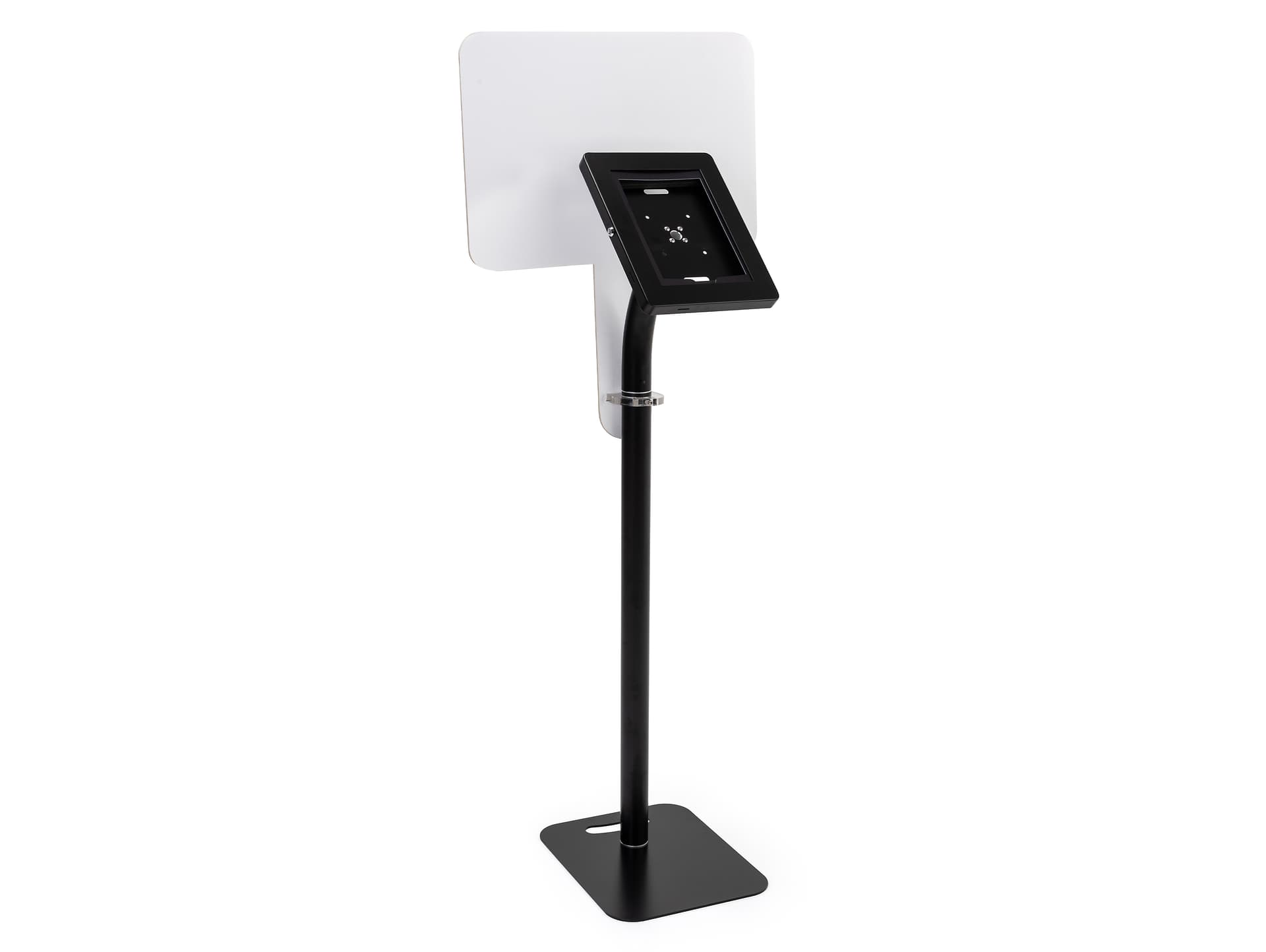 Height adjustable iPad display with graphics and attachment clamps included