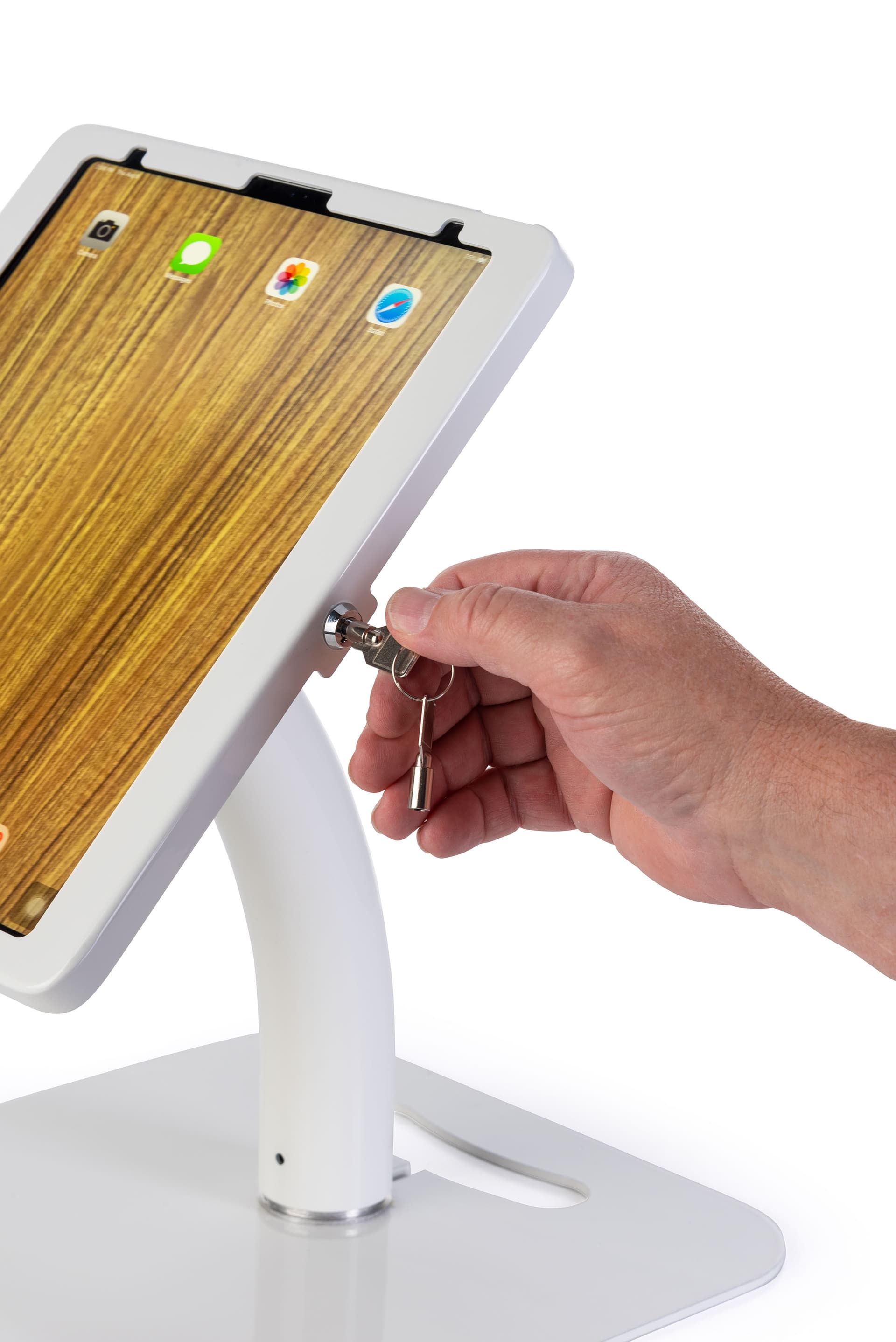 11" iPad pro adjustable stand with locking enclosure with keys 