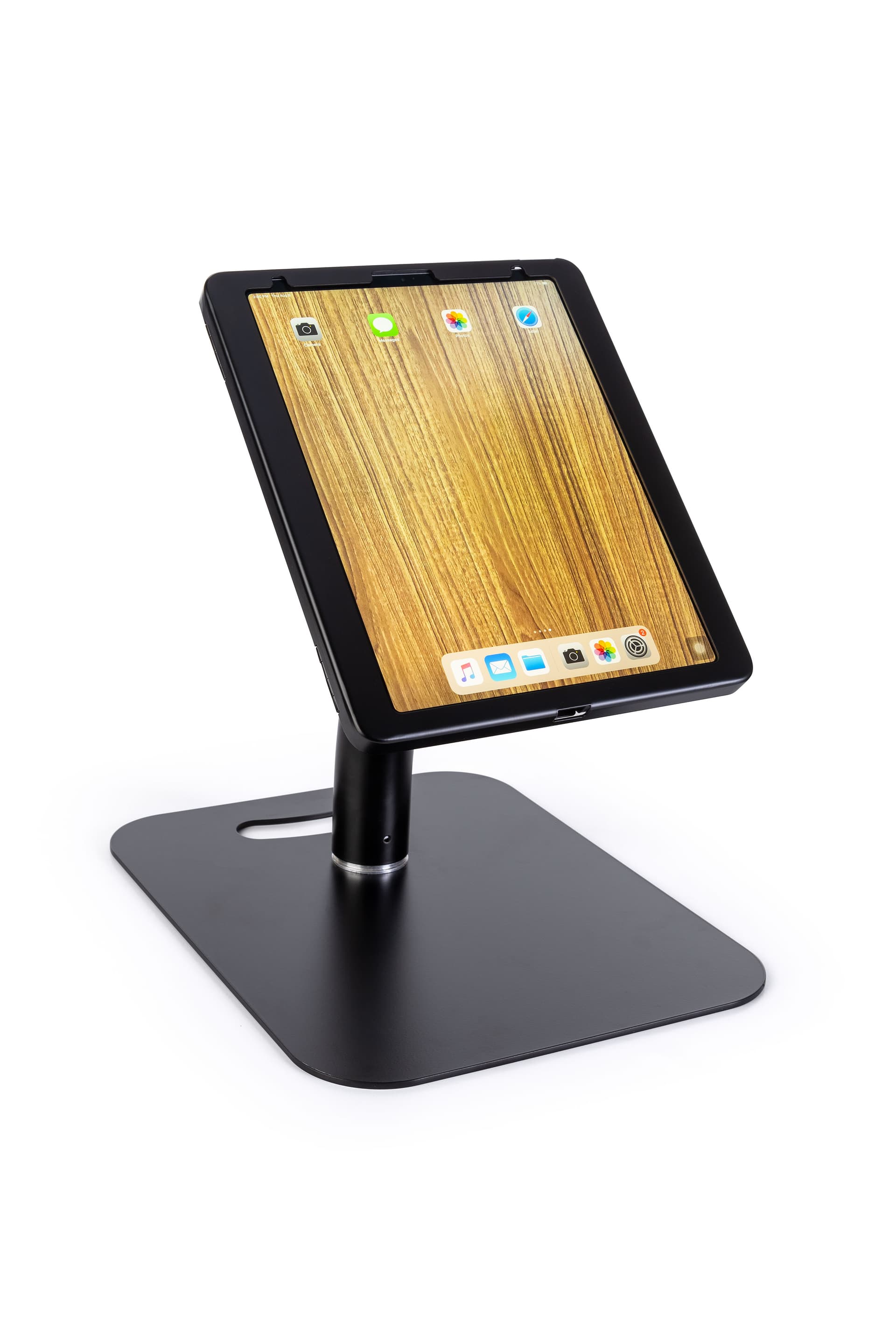 Adjustable iPad pro 12.9" floor stand shown in tabletop size 