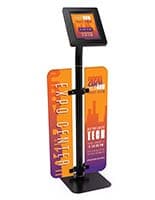 Branded iPad survey stand with personalized graphics 