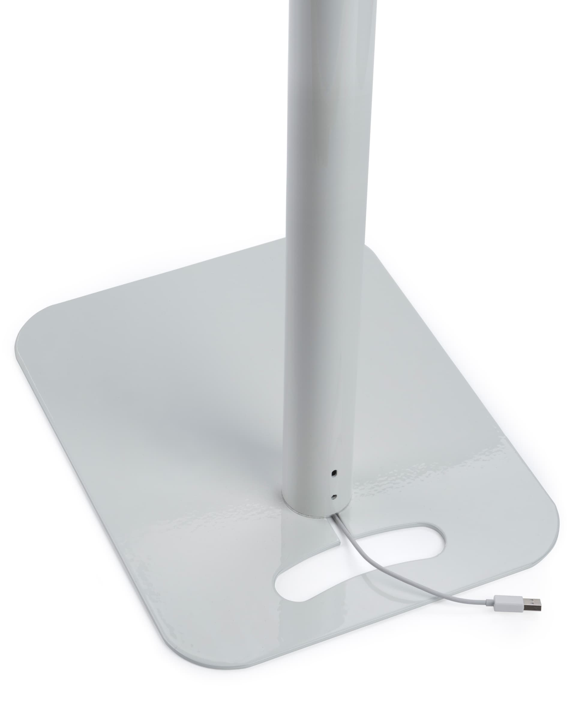 iPad display stand with foam board graphics has cable management 