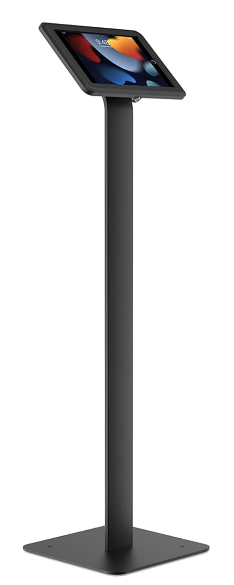 iPad kiosk stand with sleek black colorway