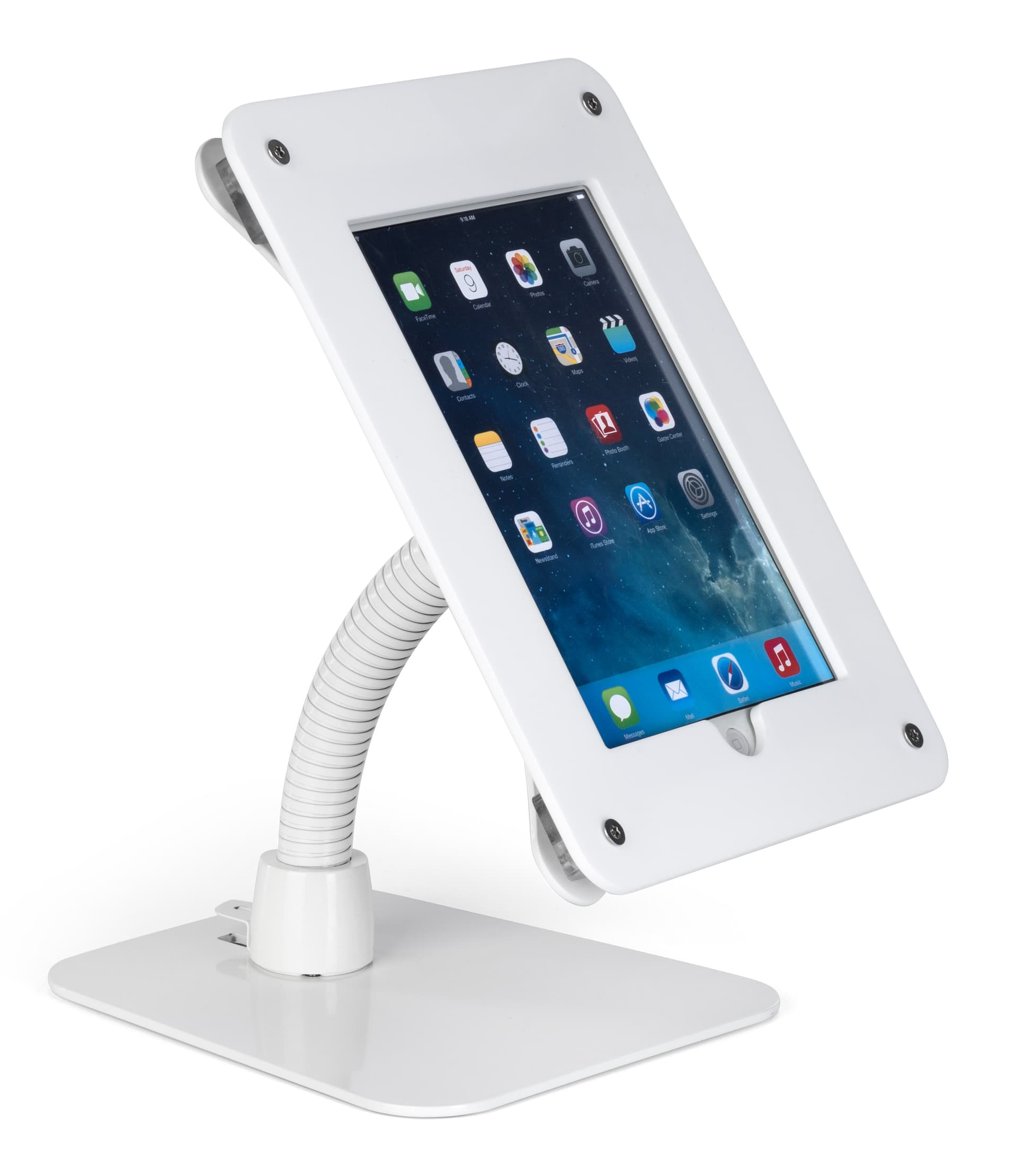 Wall/counter mount iPad frame with gooseneck arm