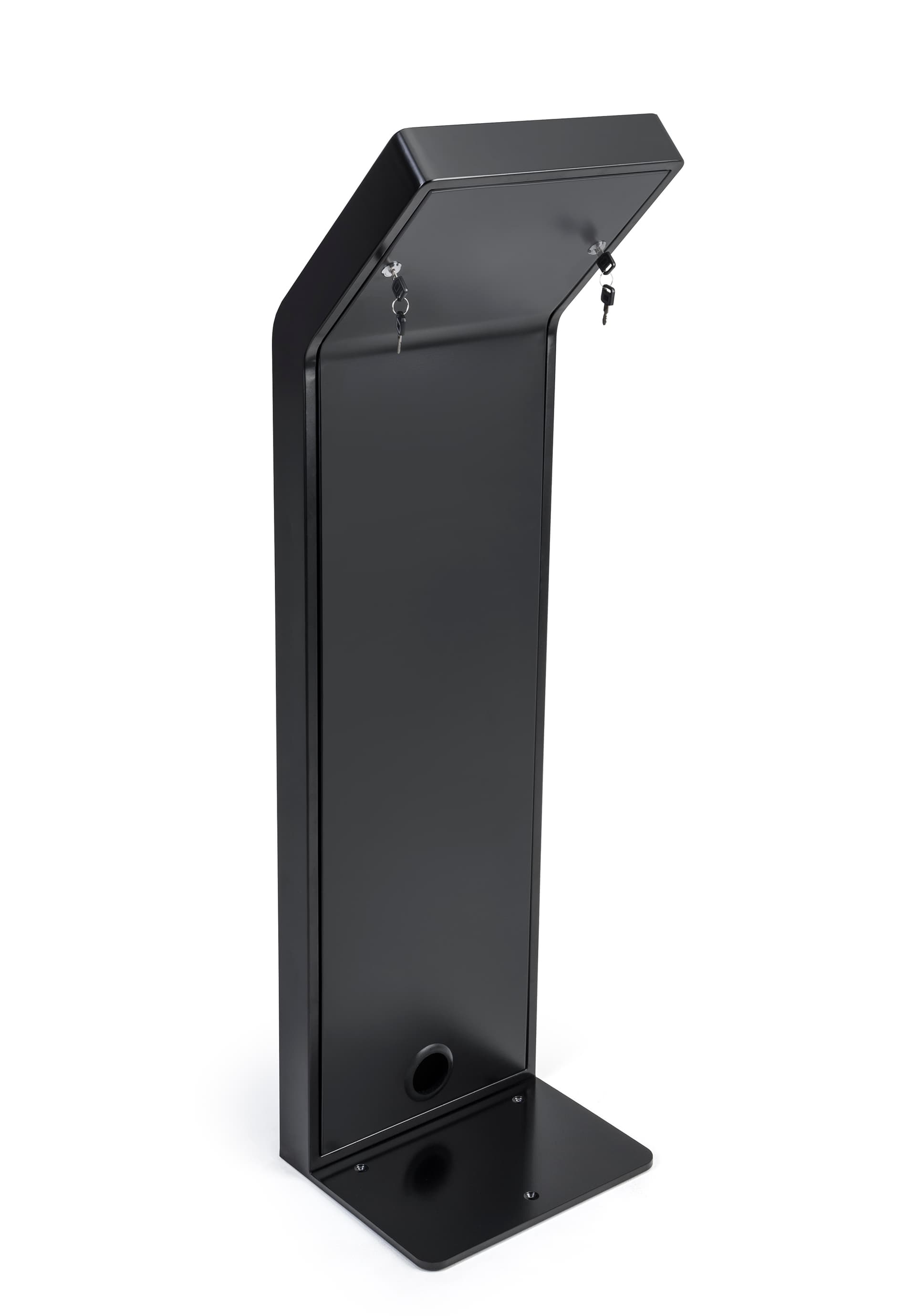 Tablet floor stand with locked panel on back