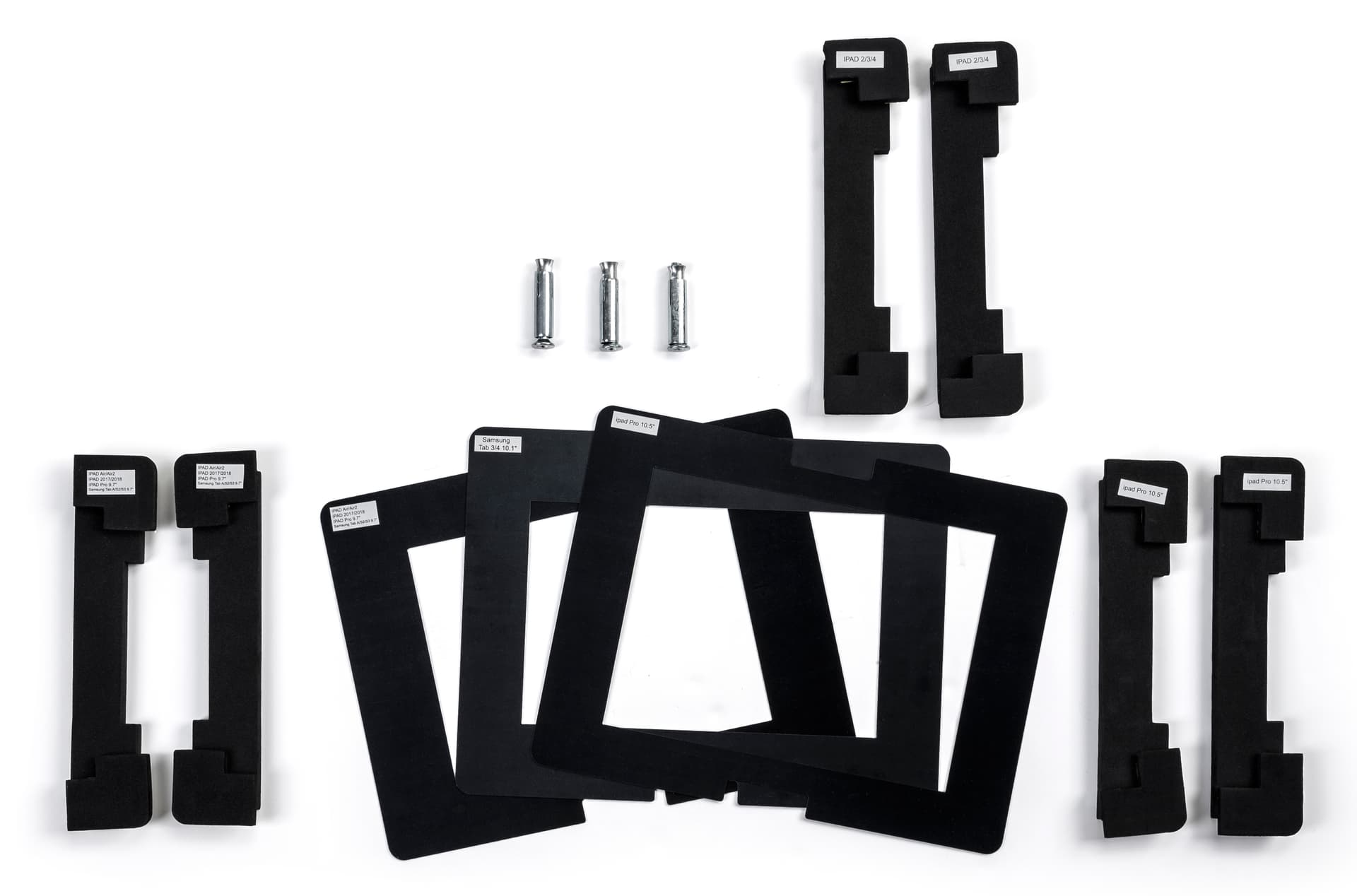 Tablet floor stand with with foam and face plates kit for device fitting