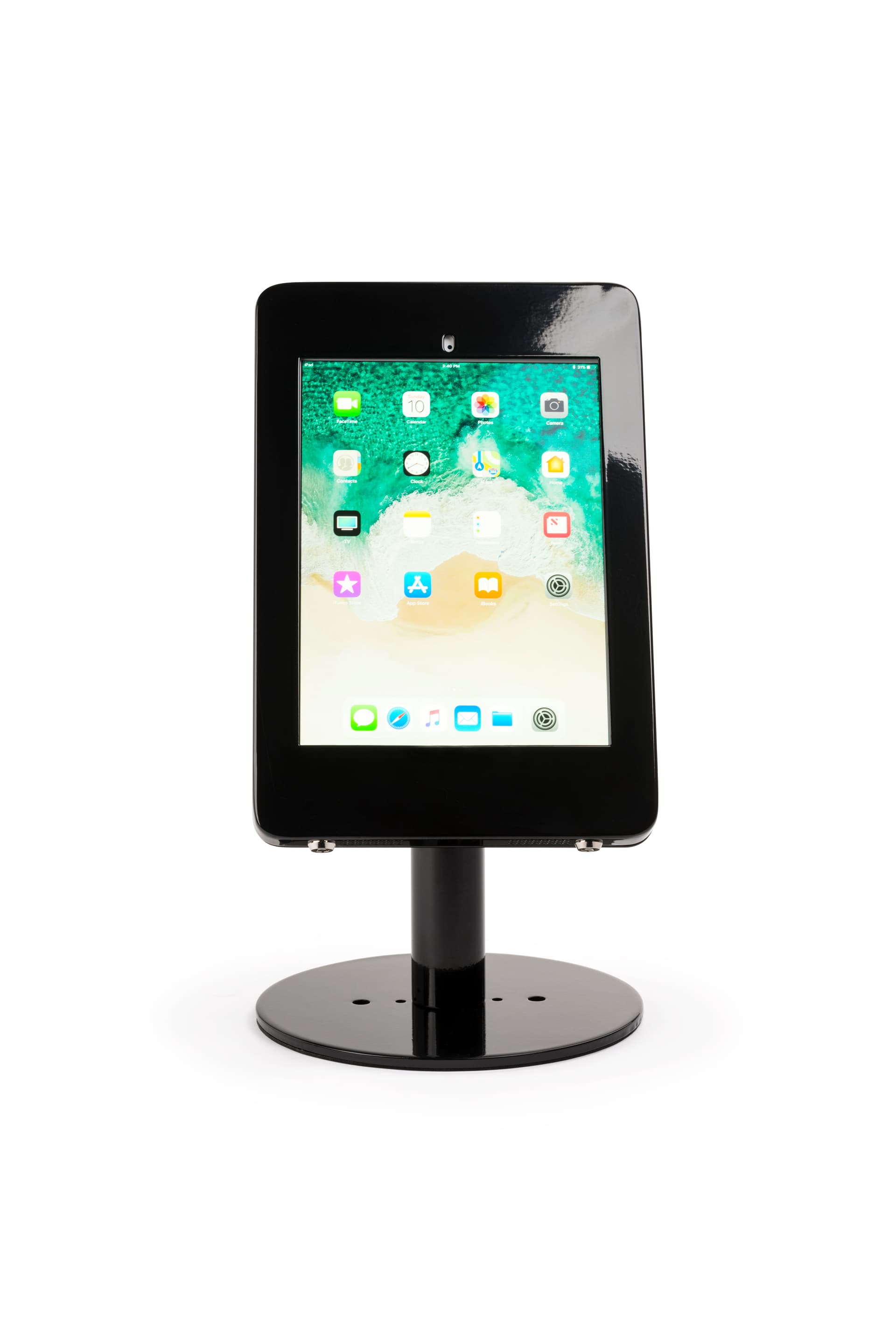 Countertop locking iPad Pro tablet stand in portrait mode
