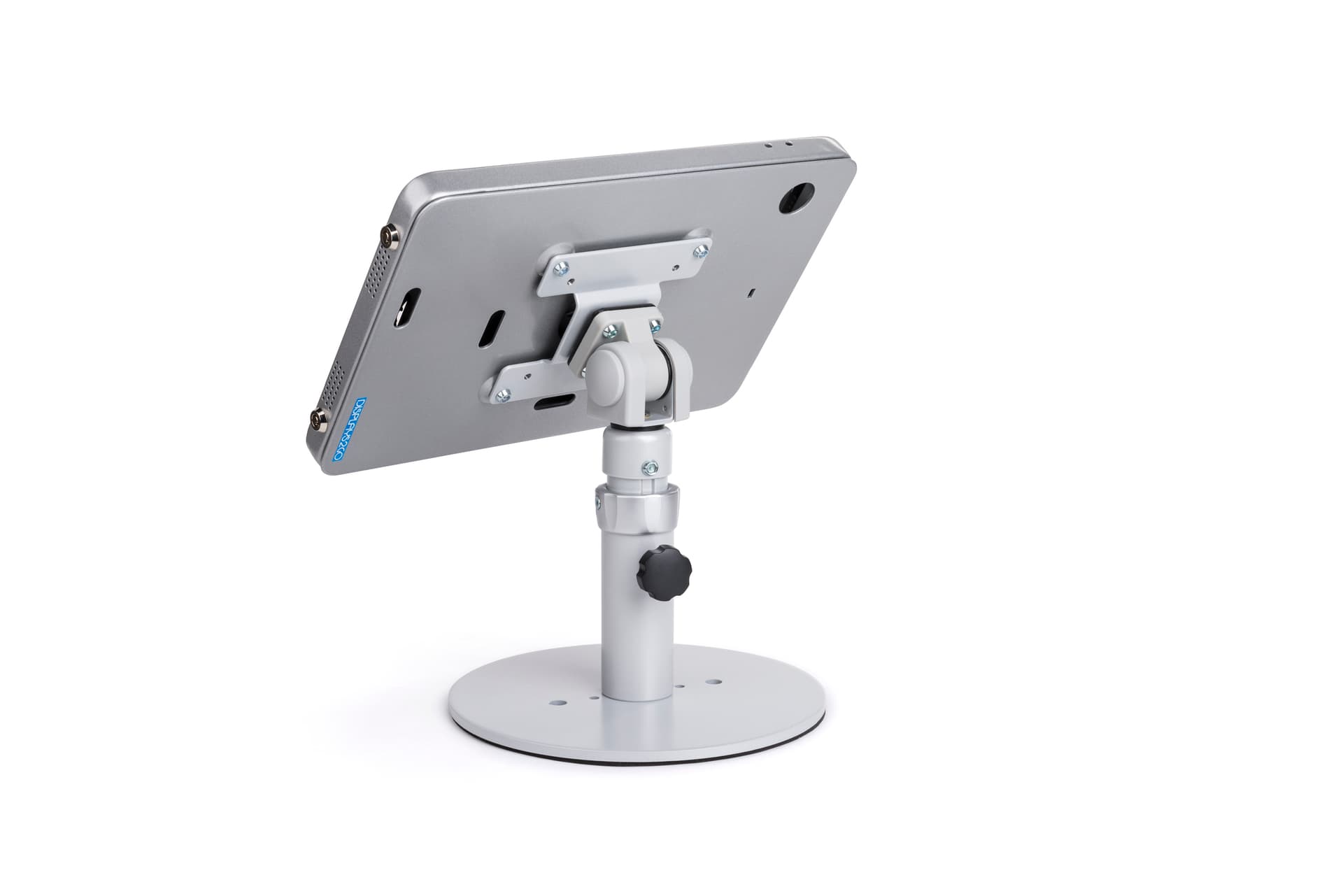 Countertop locking iPad Pro tablet holder with height adjustment options