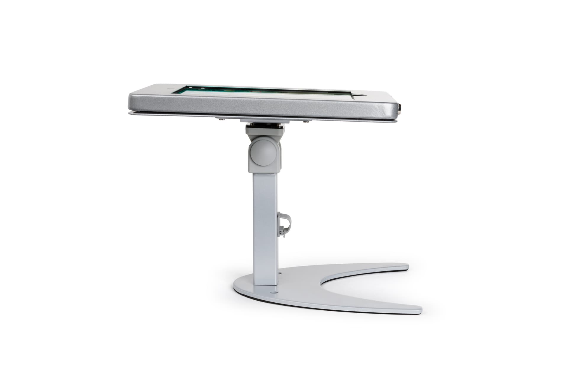 Countertop iPad Pro locking tablet holder stand with boomerang base
