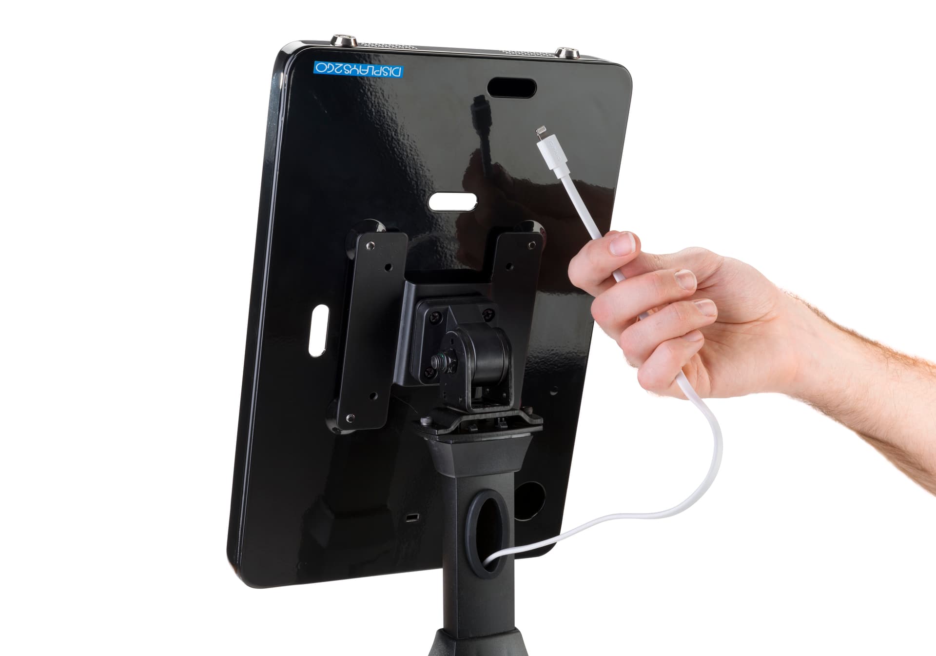 iPad Pro freestanding floor kiosk with integrated cable management