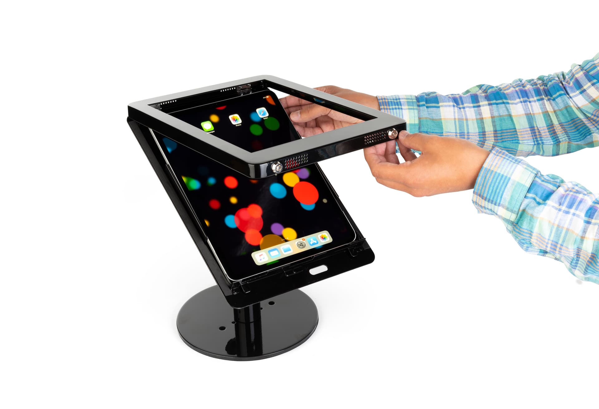 iPad Pro POS stand with high quality metal hinges