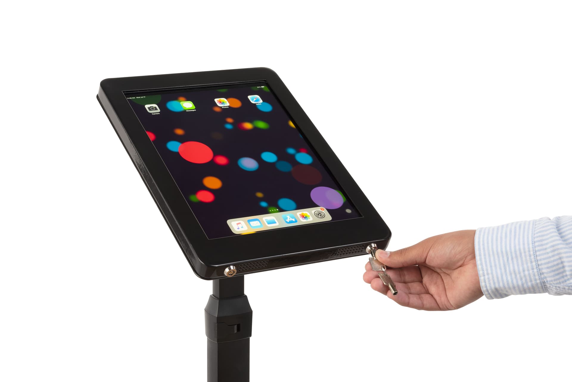 iPad pro convertible floor stand with dual locking keys