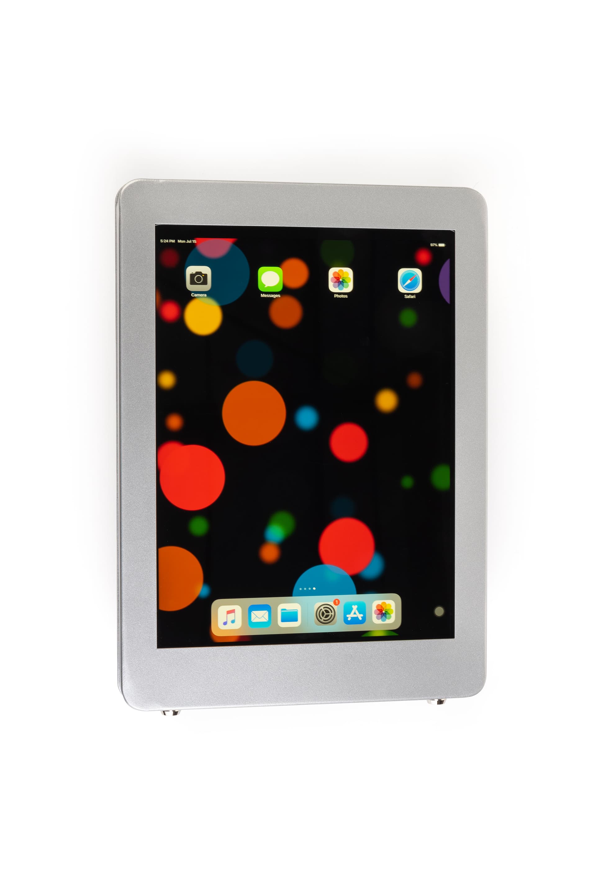 Secure iPad wall mount with simple rounded corner design 