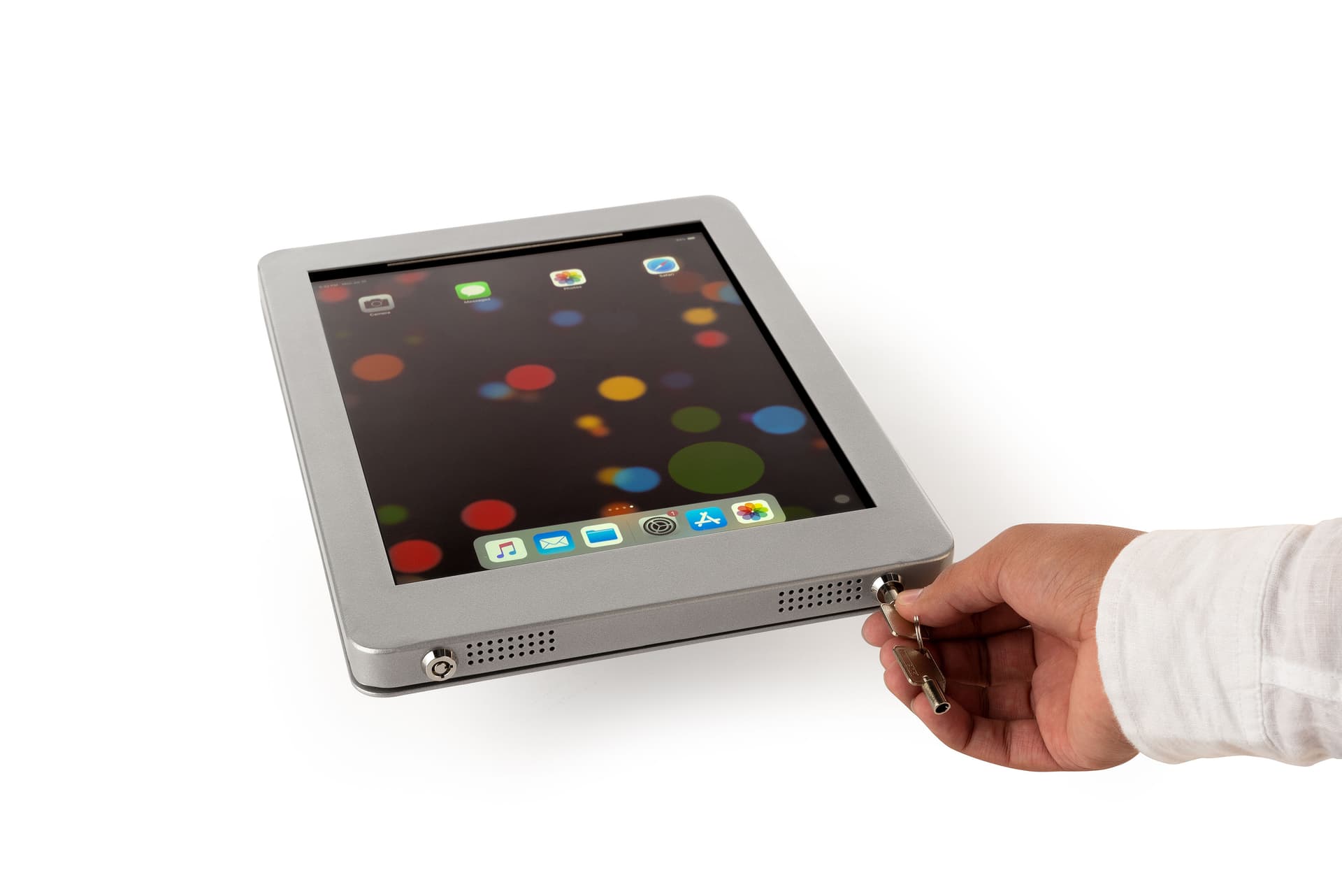 Secure iPad wall mount with theft prevention lockable aluminum enclosure 
