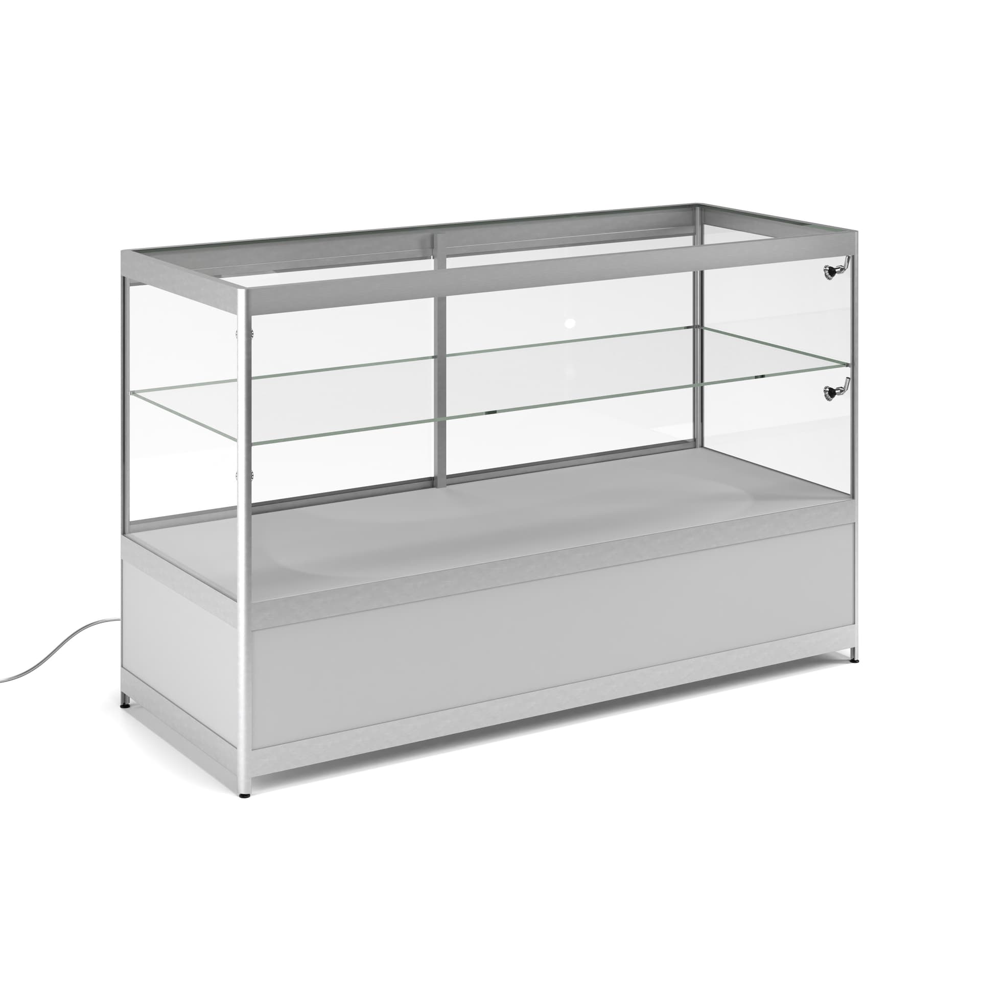 Glass Store Counter with LED Lights and Aluminum Frame