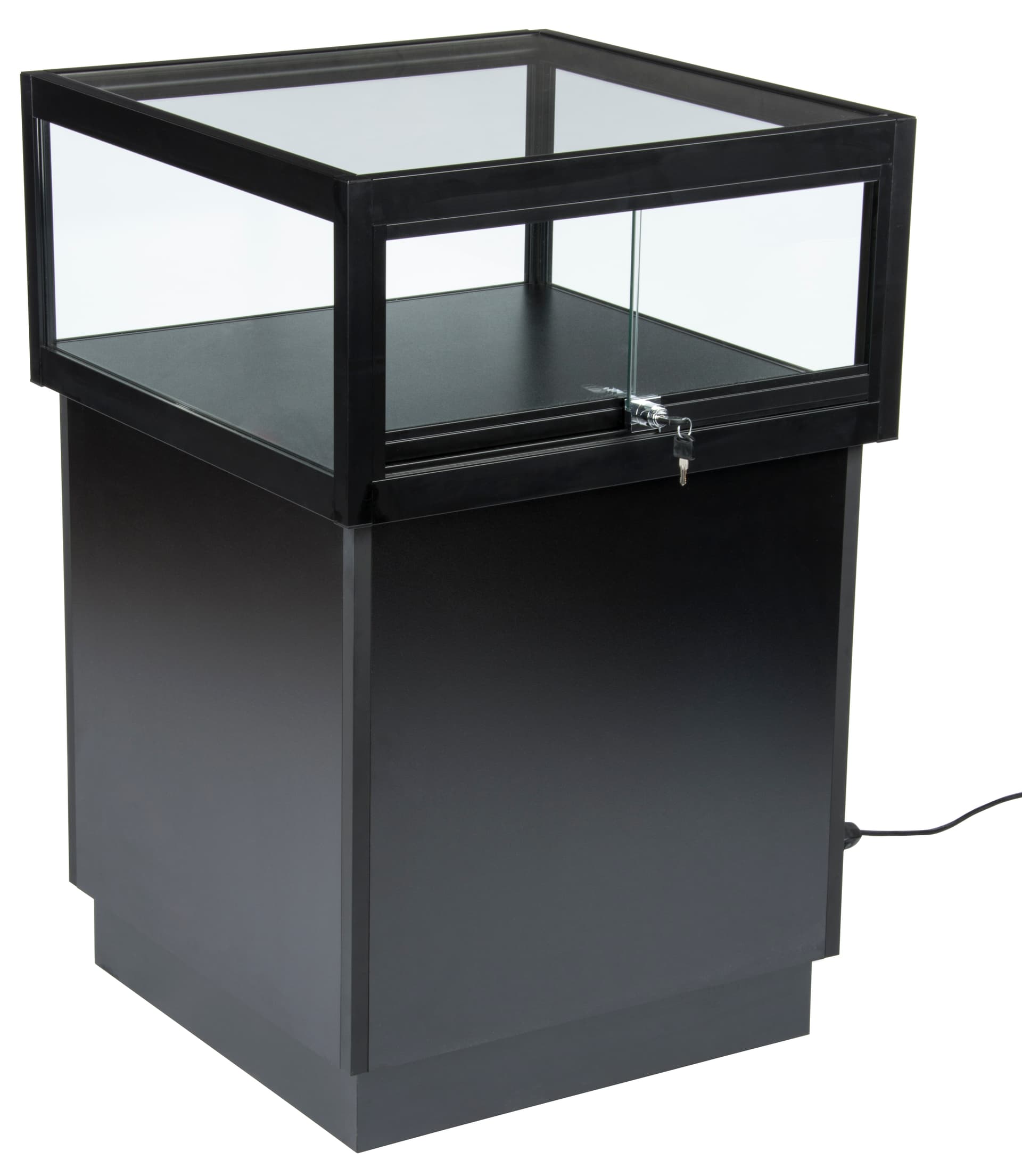 LED Display Case Pedestal with Black Wood Base