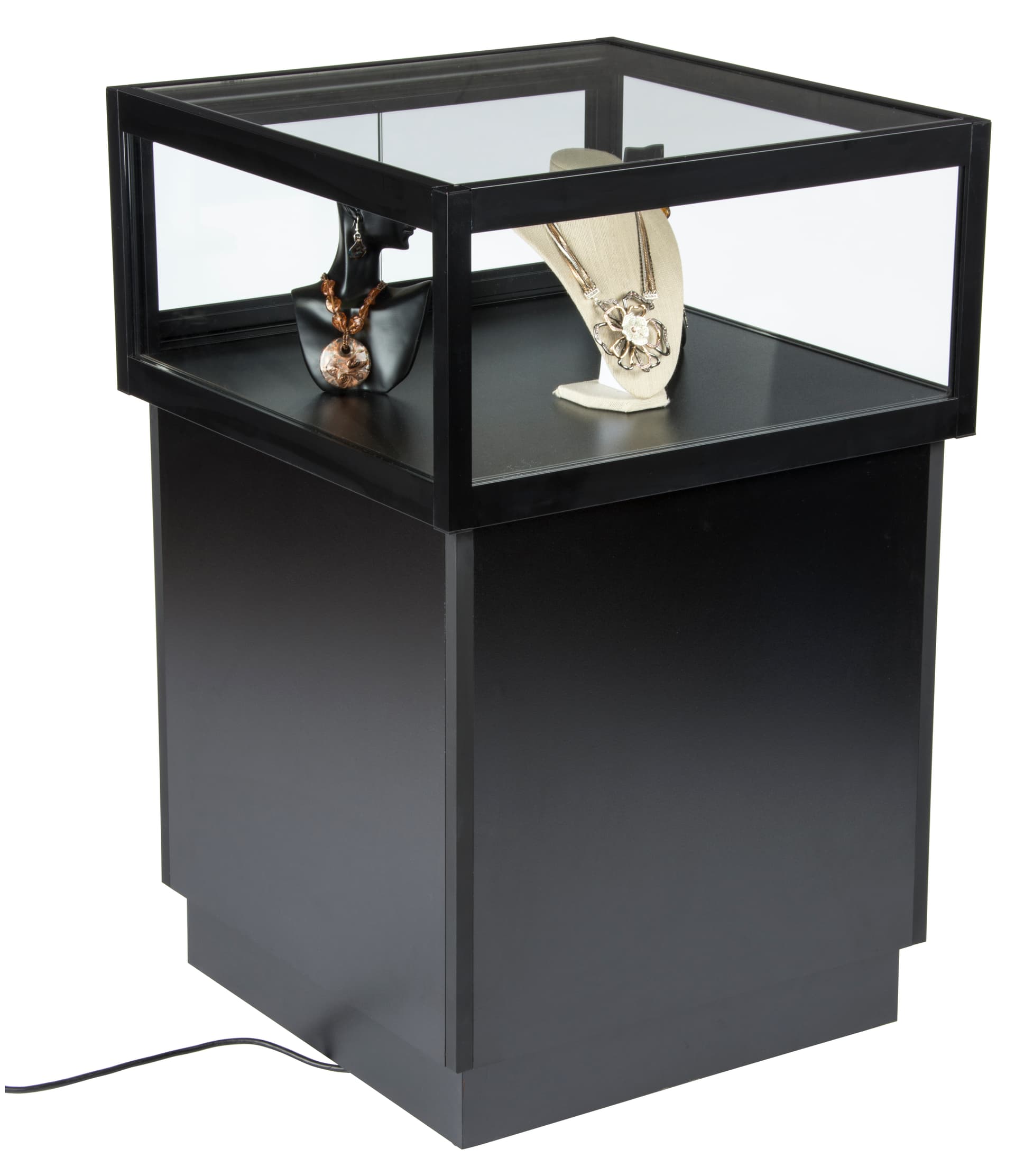 LED Display Case Pedestal with Wood Base