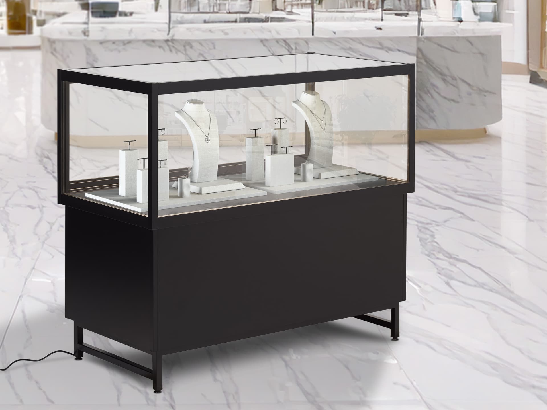 Retail store display case in showroom