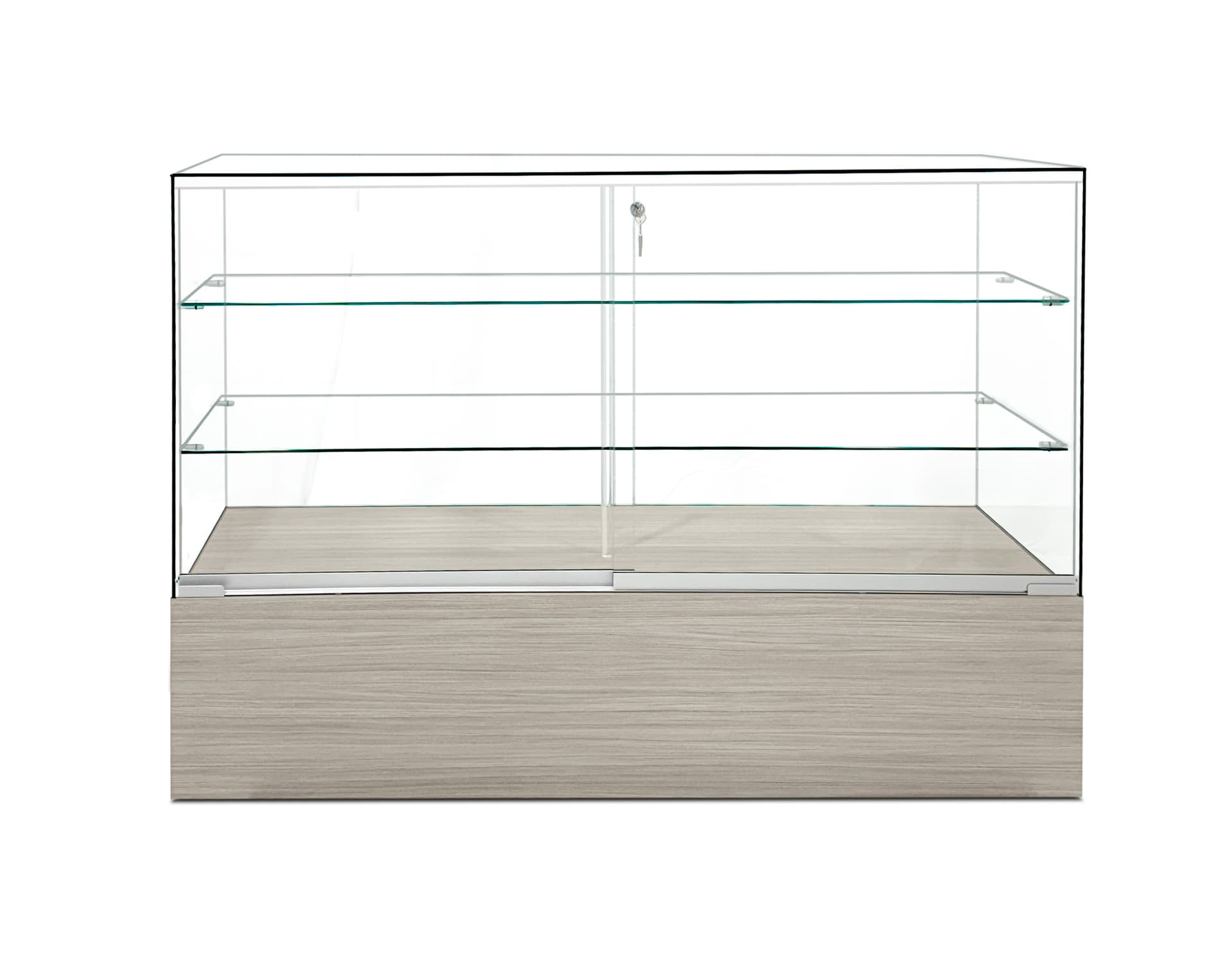 Glass display counter with sliding door