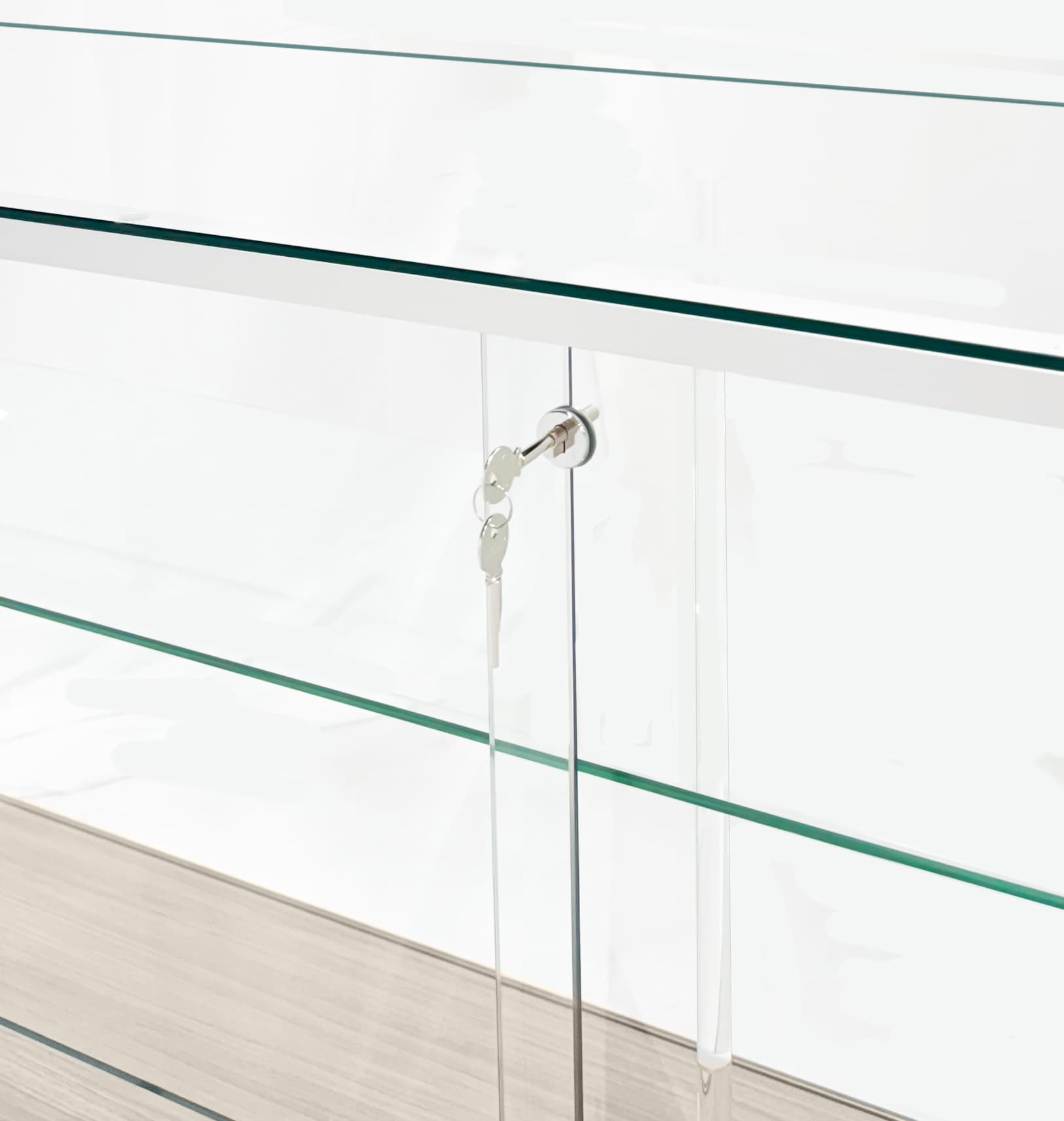 Glass display counter with lock