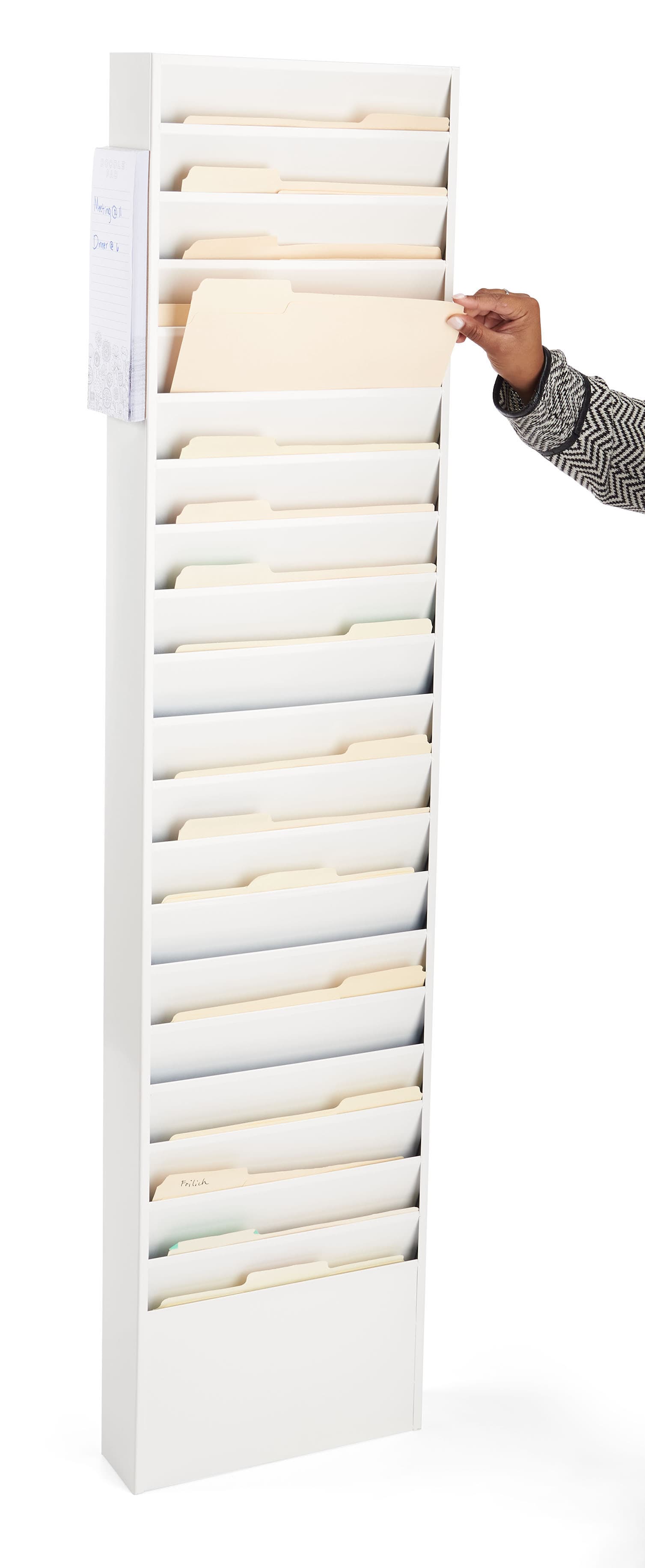 White steel wall file organizer is made of durable steel