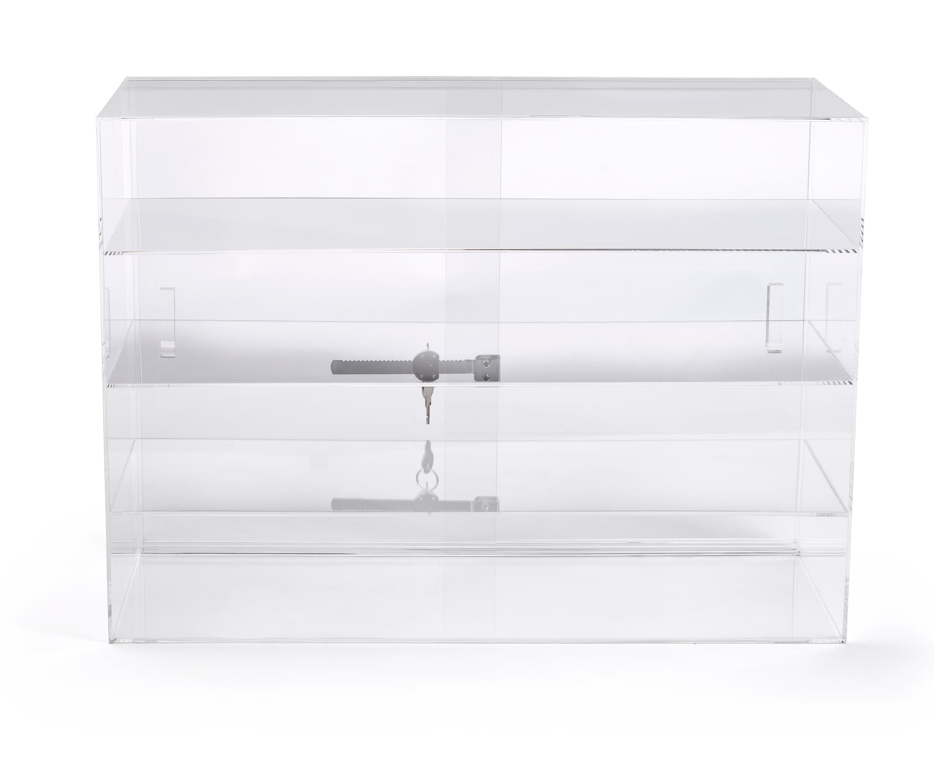 Jewelry display case with sliding door
