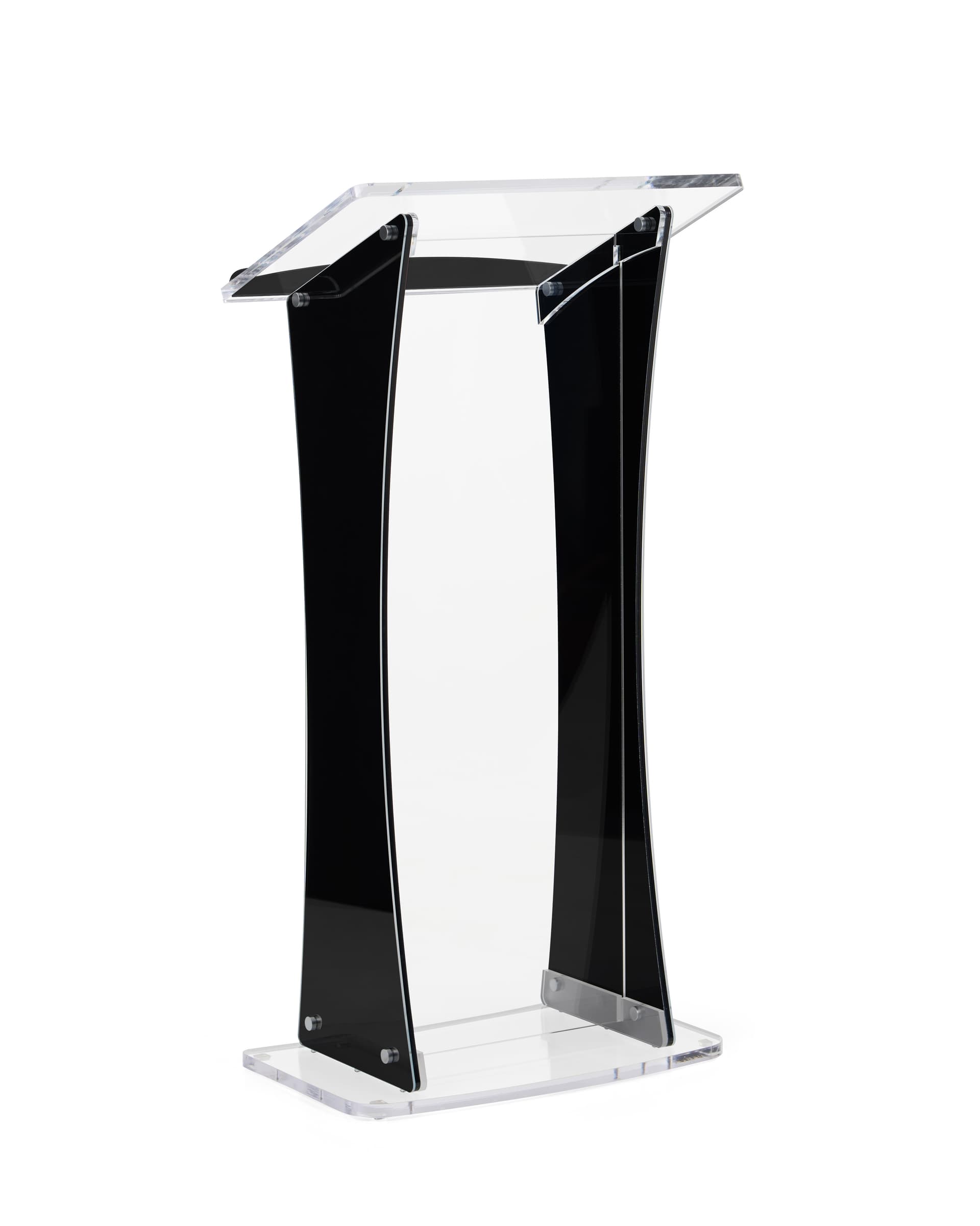 Collapsible acrylic podium with silver standoffs