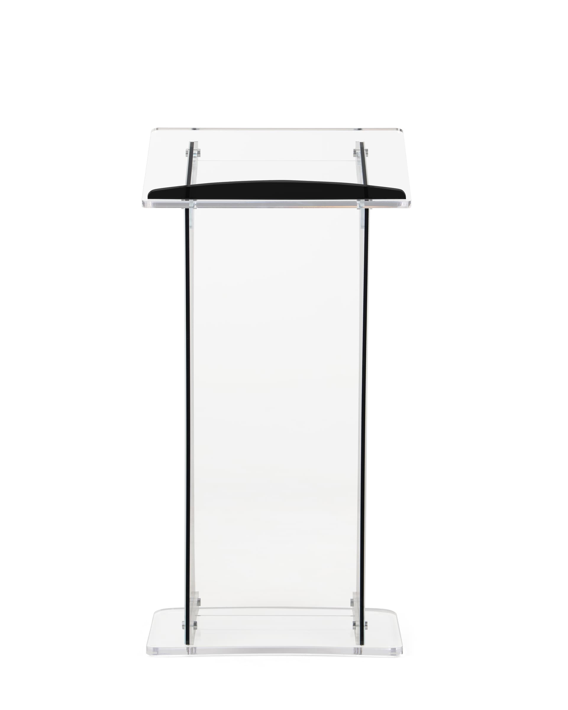 Collapsible acrylic podium with integrated book stop