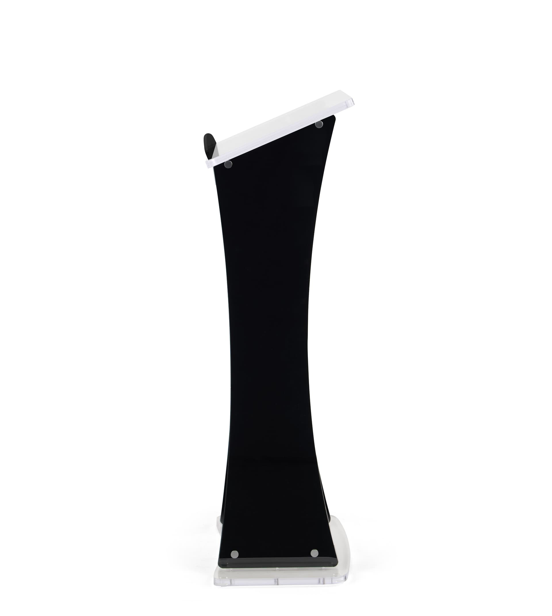 Collapsible acrylic podium with curved side panels