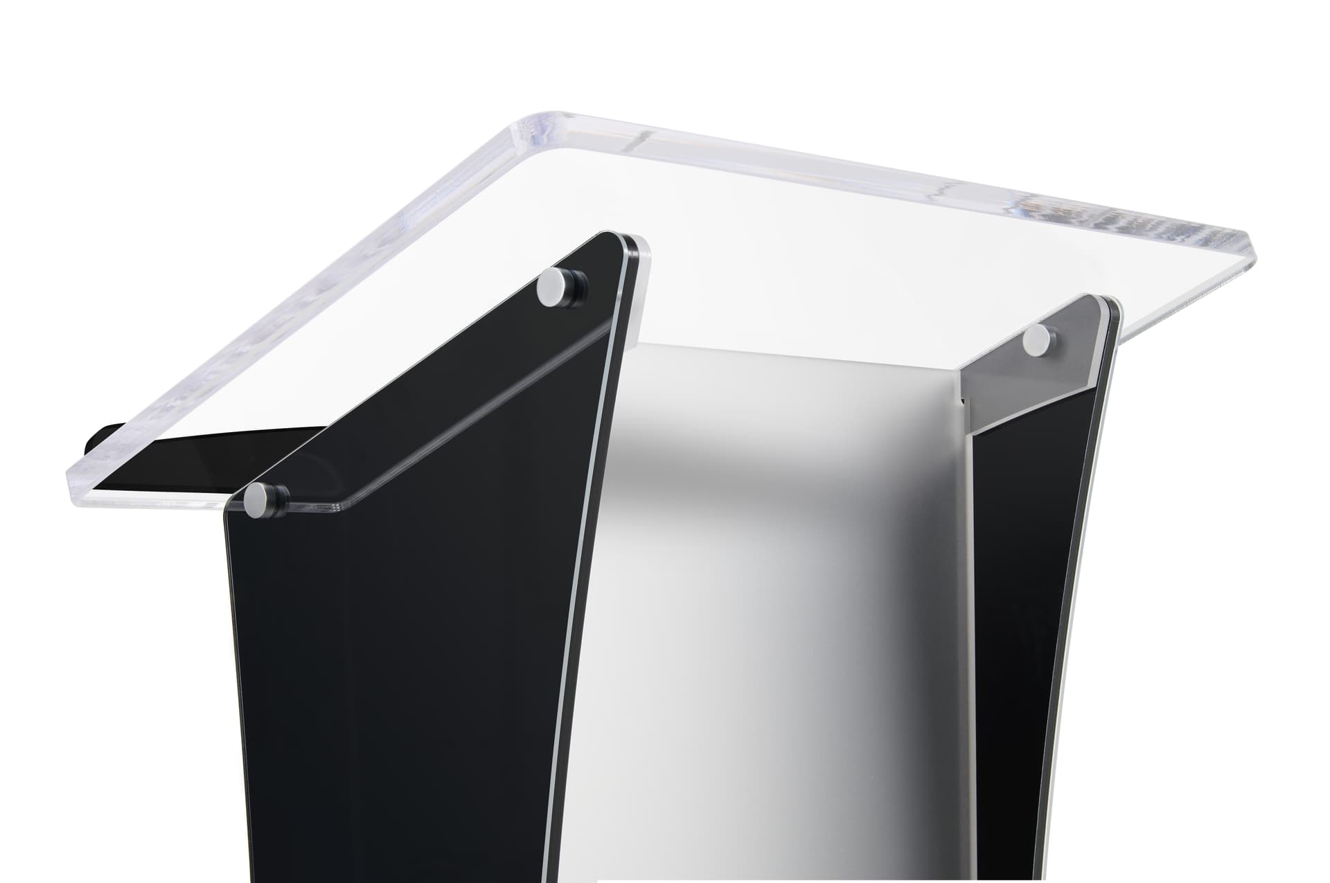 Collapsible acrylic podium with 24” x 15” surface