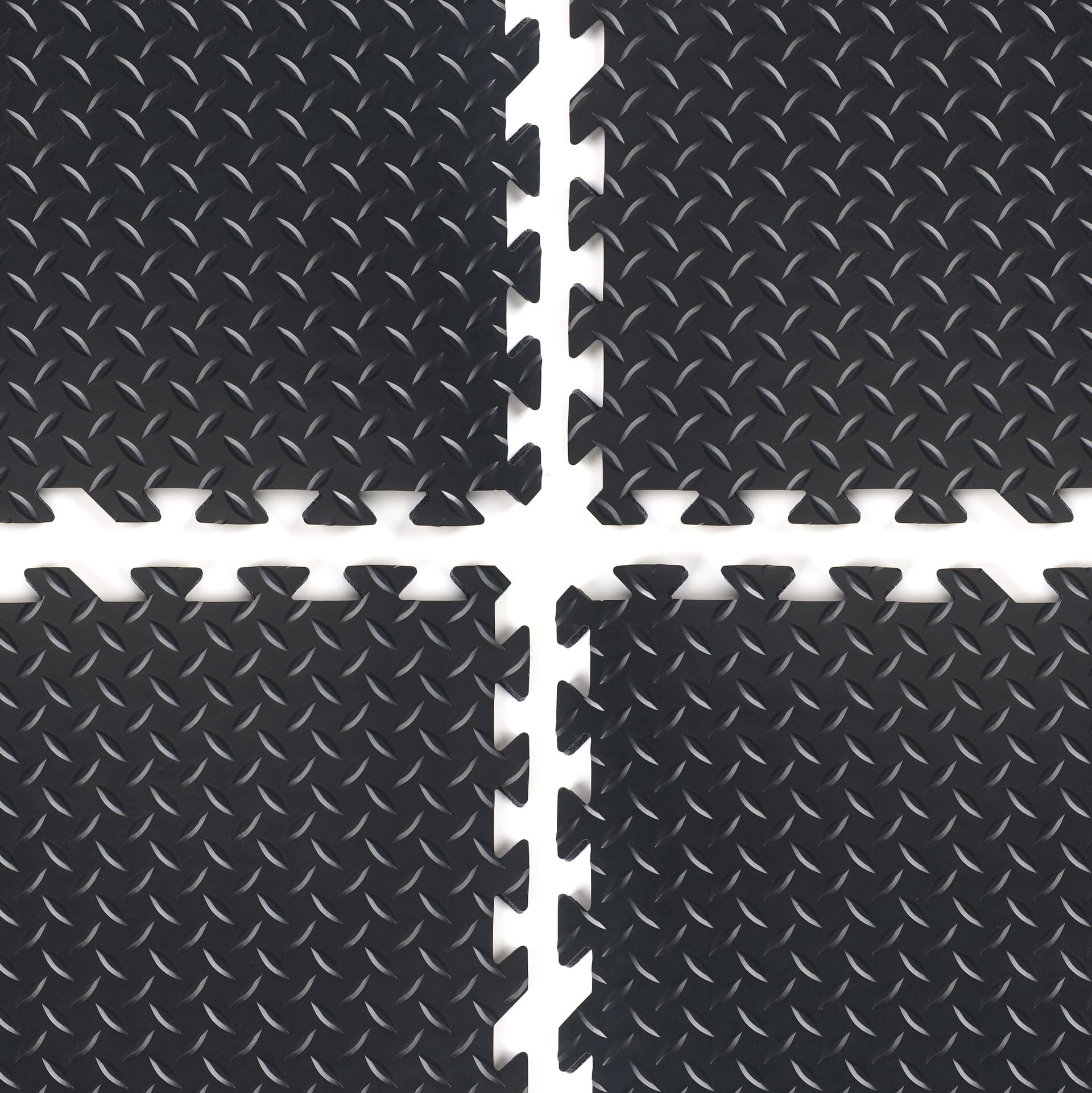 Trade show floor tiles with diamond finish pattern