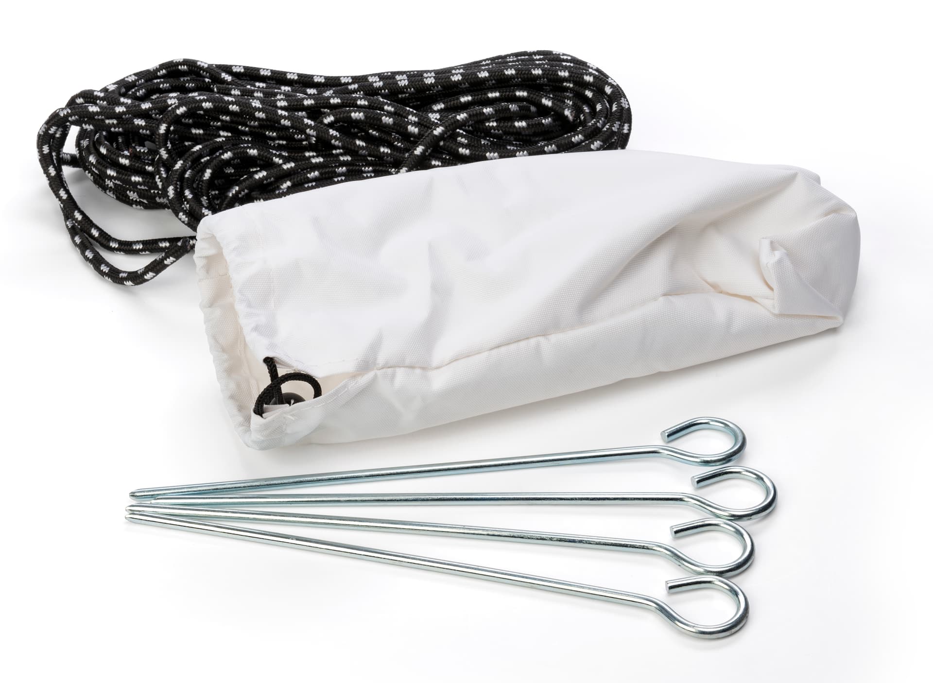 Outdoor event display stake kit with round top eye steel pegs
