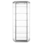 35" Hexagonal Display Case w/ LED Lights, Wheels & Locking Hinged Door - Silver
